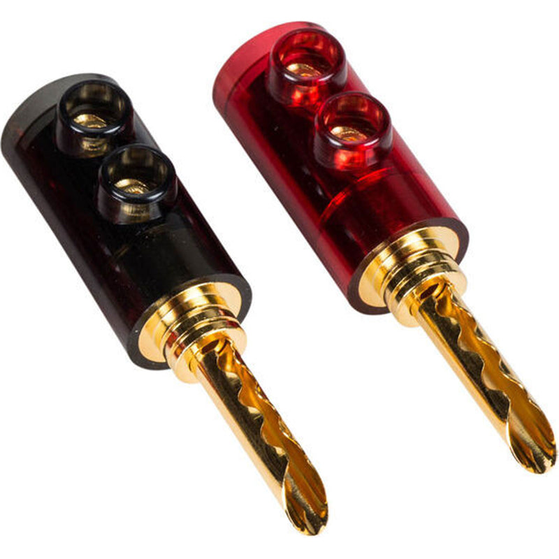 Performance Audio BFA Style Banana Plugs with Polycarbonate Shell (1 Red & 1 Black)