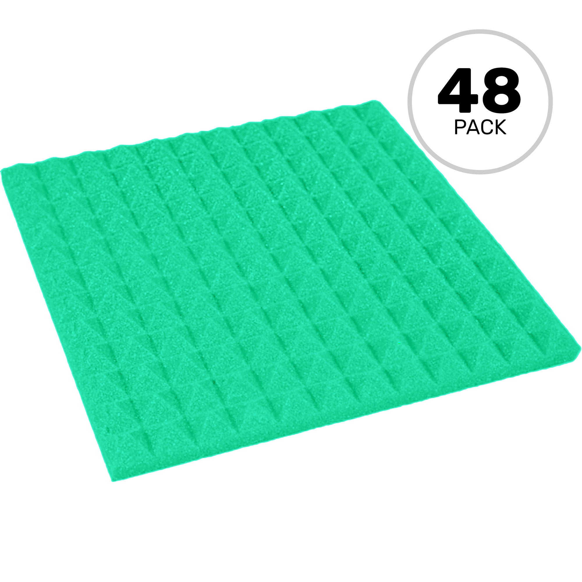 Performance Audio 12" x 12" x 1" Pyramid Acoustic Foam Tile (Kelly Green, 48 Pack)