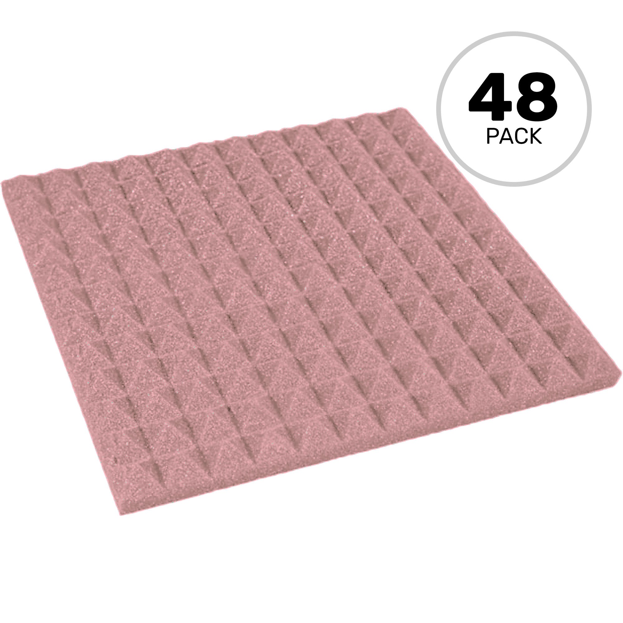 Performance Audio 12" x 12" x 1" Pyramid Acoustic Foam Tile (Rosy Beige, 48 Pack)