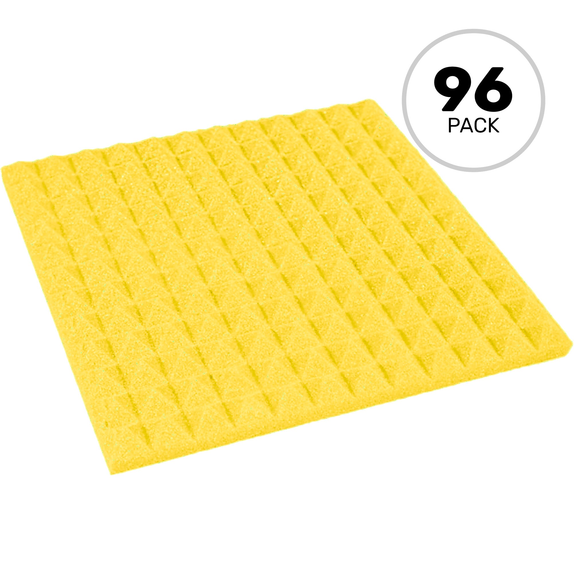 Performance Audio 12" x 12" x 1" Pyramid Acoustic Foam Tile (Yellow, 96 Pack)