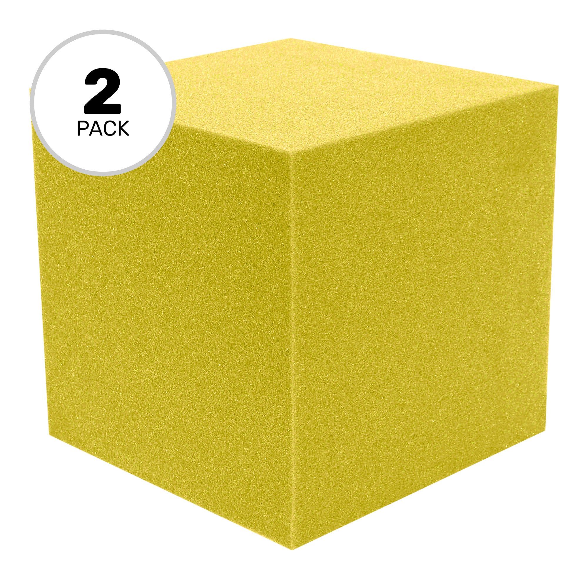 Performance Audio 12" x 12" x 12" Corner Cube Acoustic Foam Block (Yellow, 2 Pack)