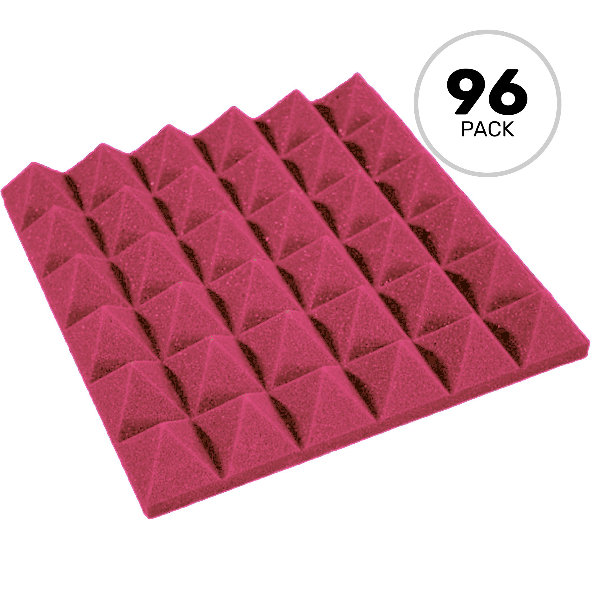 Performance Audio 12" x 12" x 2" Pyramid Acoustic Foam Tile (Burgundy, 96 Pack)