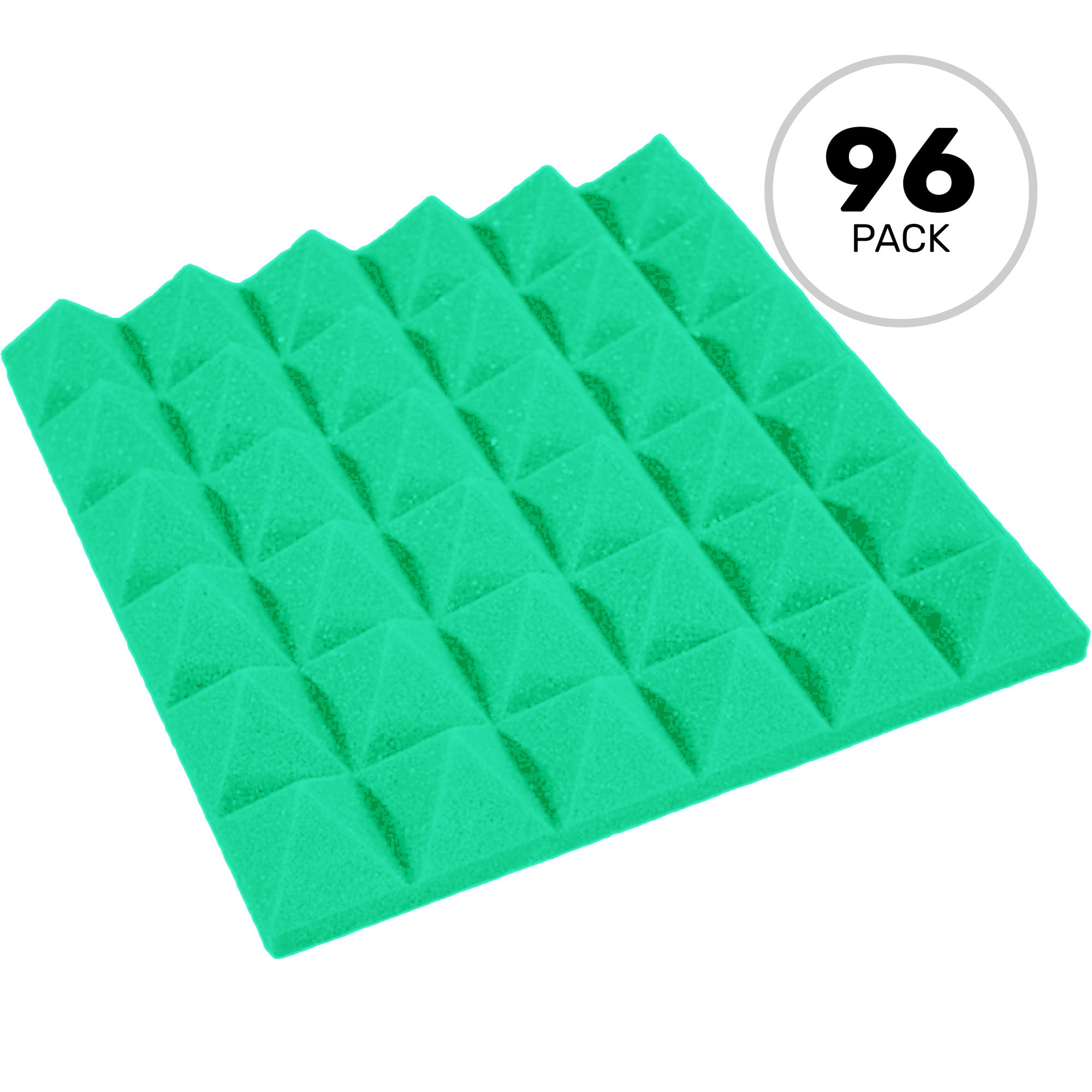 Performance Audio 12" x 12" x 2" Pyramid Acoustic Foam Tile (Kelly Green, 96 Pack)