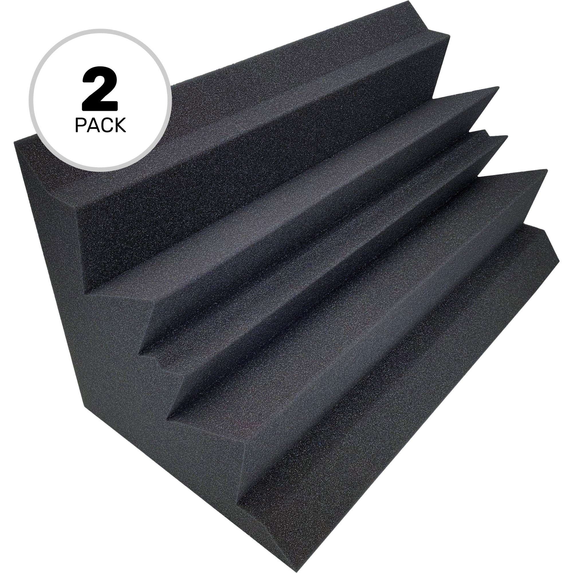 Performance Audio 12" x 12" x 24" Corner Acoustic Foam Bass Trap (Charcoal, 2 Pack)