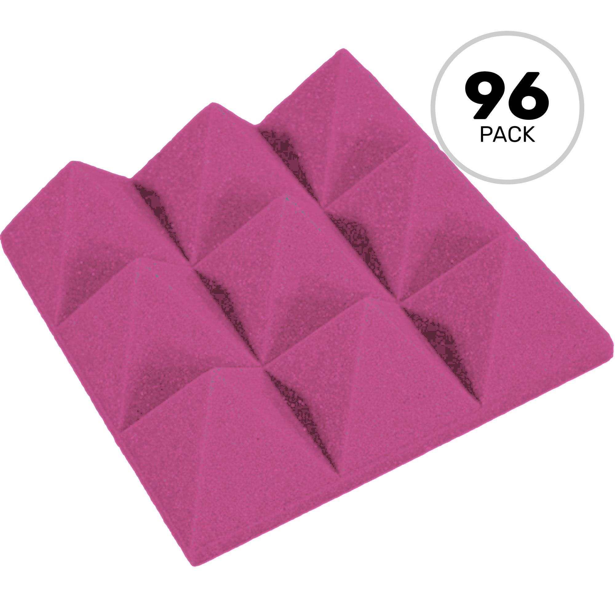 Performance Audio 12" x 12" x 4" Pyramid Acoustic Foam Tile (Plum, 96 Pack)