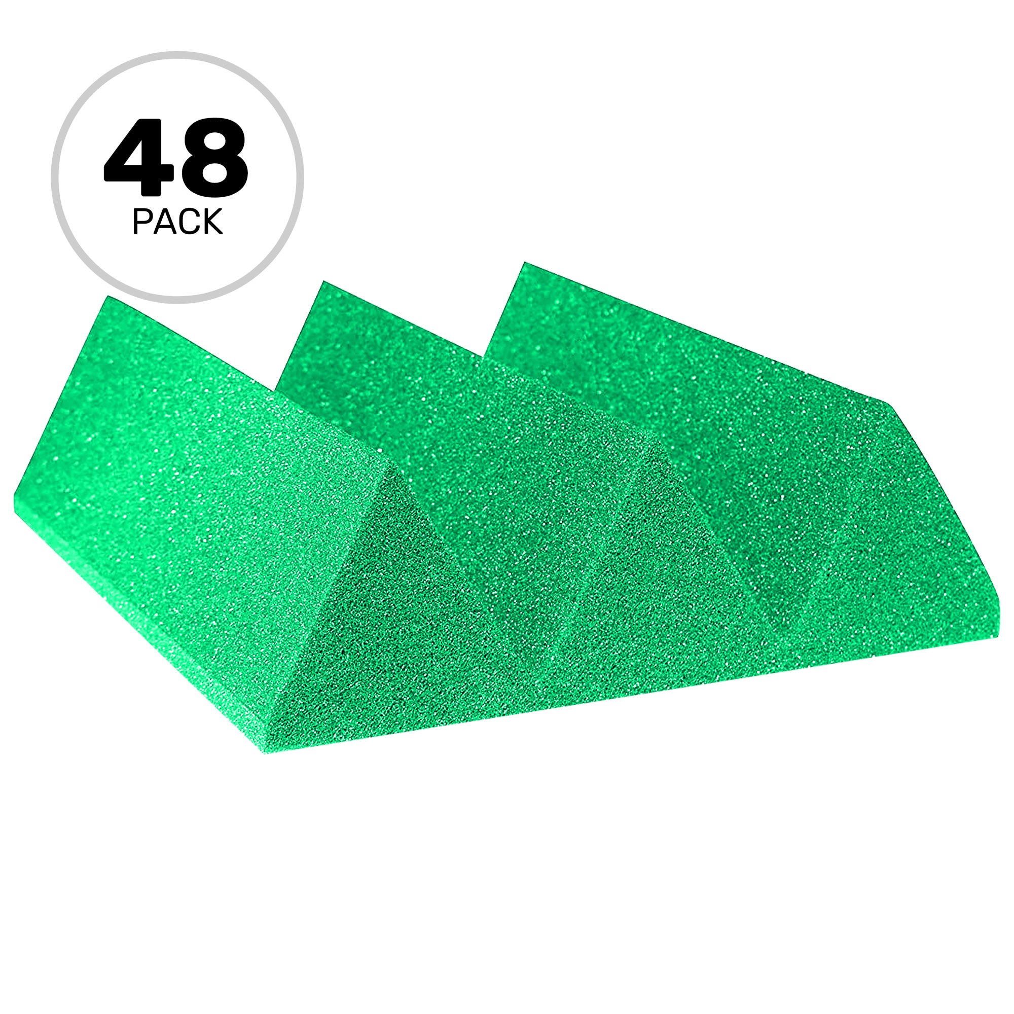 Performance Audio 12" x 12" x 4" Wedge Acoustic Foam Tile (Kelly Green, 48 Pack)