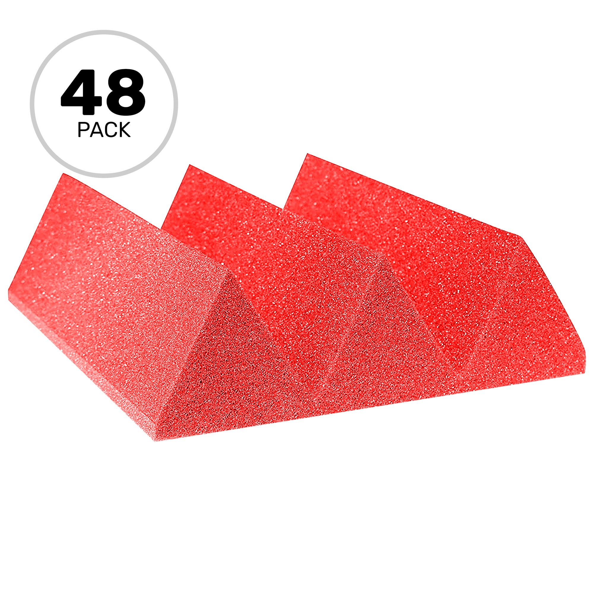 Performance Audio 12" x 12" x 4" Wedge Acoustic Foam Tile (Red, 48 Pack)