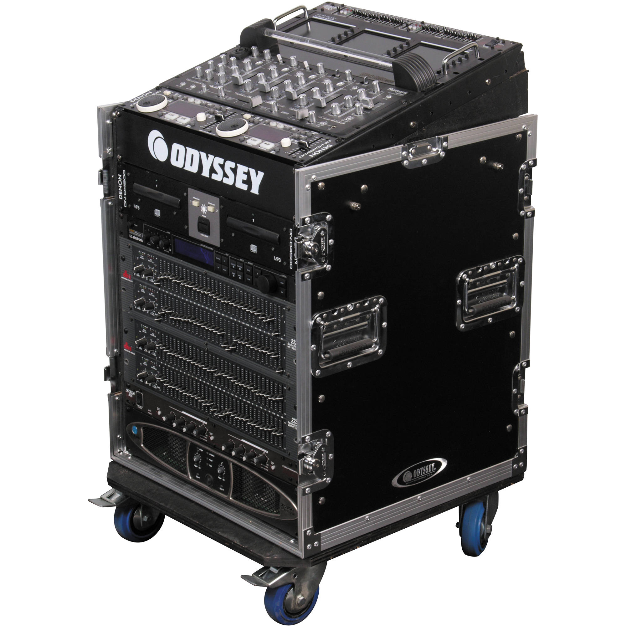 Odyssey FZ1112W Pro Combo Rack Case with Wheels (11U Top, 12U Bottom)