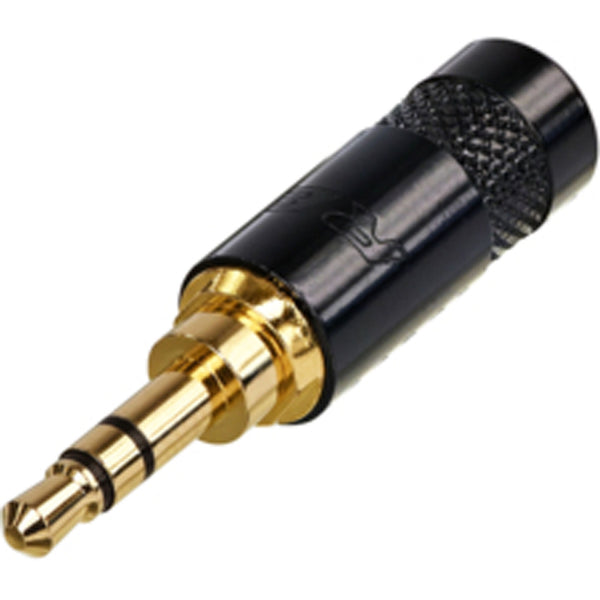 Neutrik Rean NYS231LBG 3.5mm Stereo Phone Plug with Large Cable Outlet (Black/Gold)