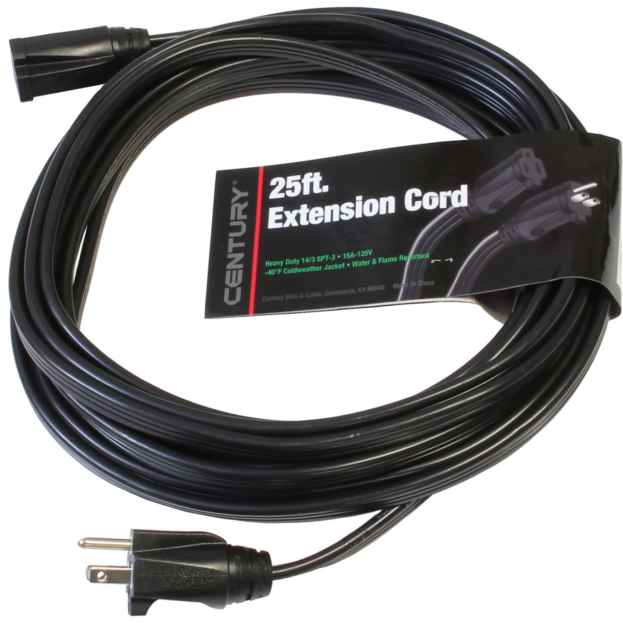 Milspec D11814125 14-AWG Flat SPT-3 Extension Cord (25', Black)
