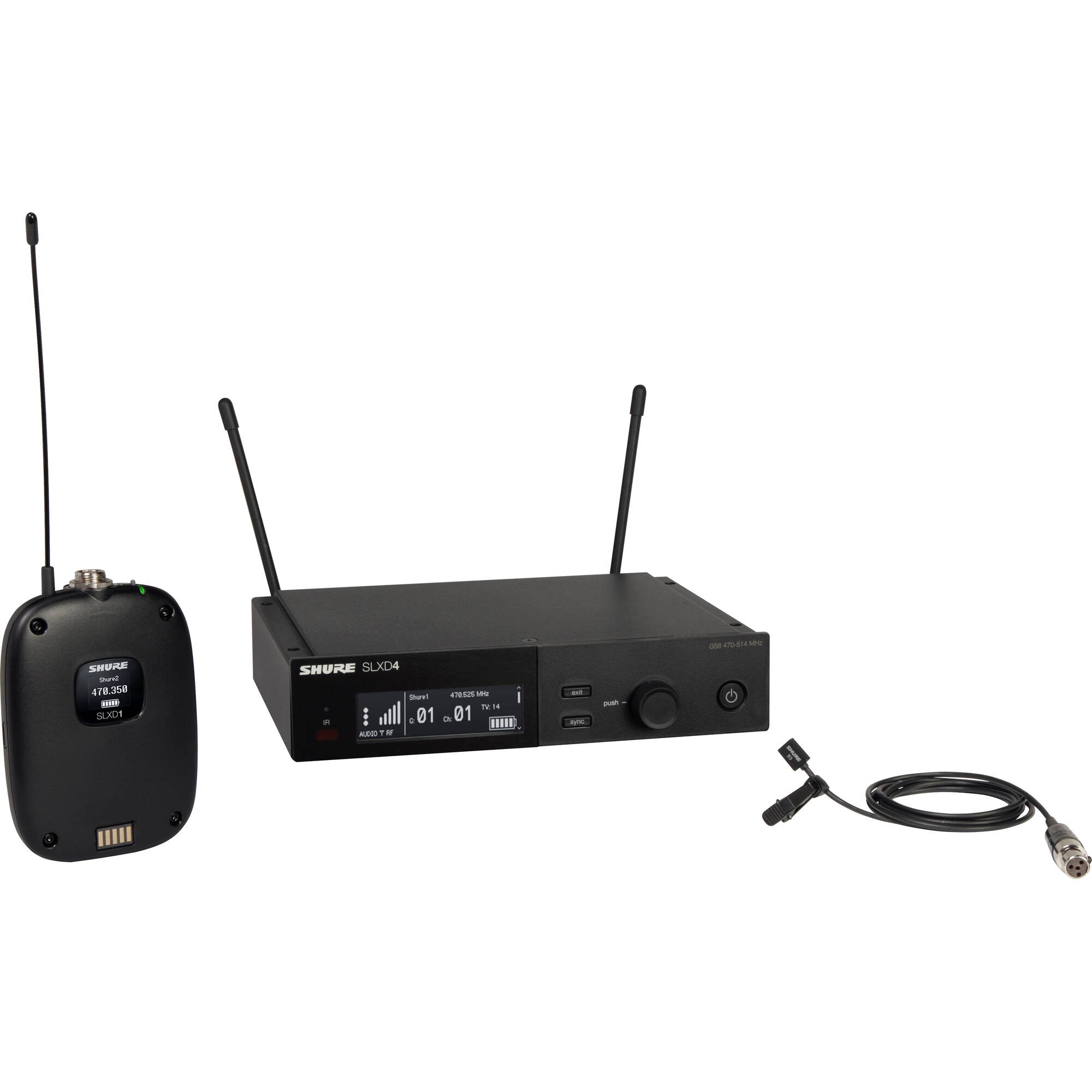 Shure SLXD14/93 Digital Wireless Omni Lavalier Microphone System (H55: 514-558 MHz)