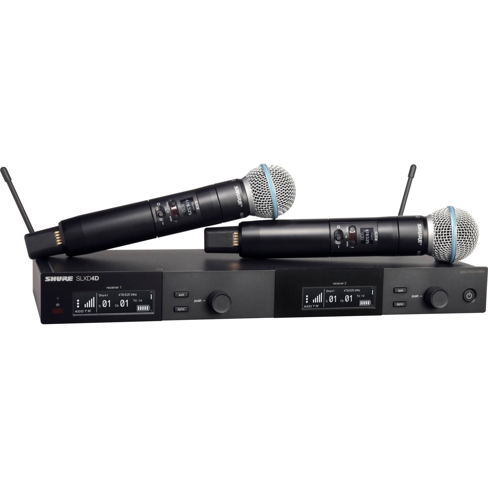 Shure SLXD24D/B58 2-Channel Digital Wireless Beta 58 Handheld Mic System (J52: 558-616 MHz)