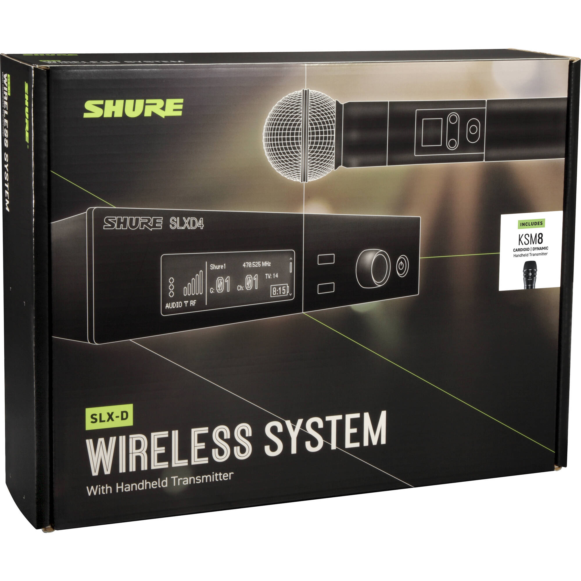 Shure SLXD24/K8B Digital Wireless KSM8 Handheld Microphone System (J52: 558-616 MHz)
