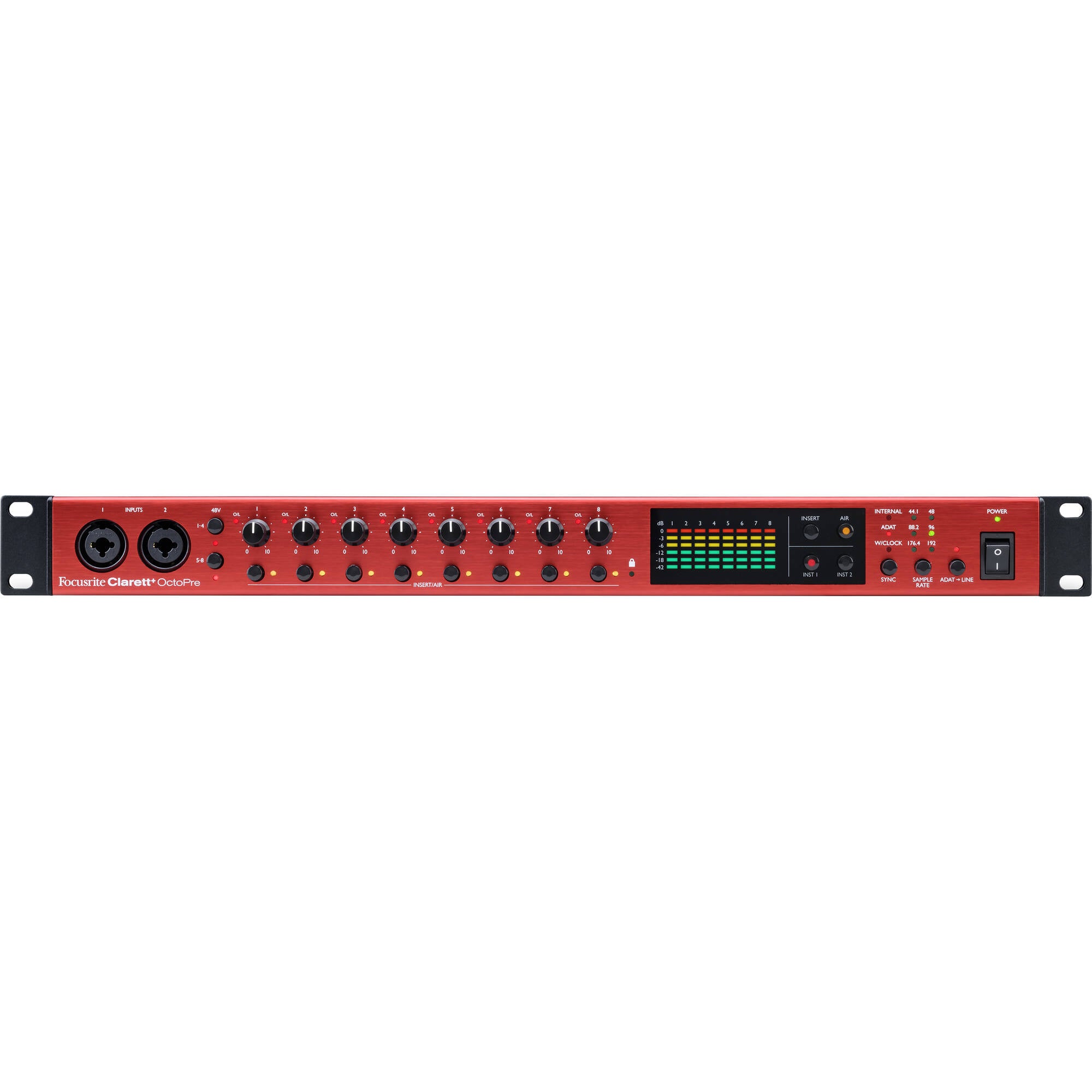 Focusrite Clarett+ OctoPre Eight-Channel Preamp with 24-Bit / 192 kHz Conversion and ADAT I/O