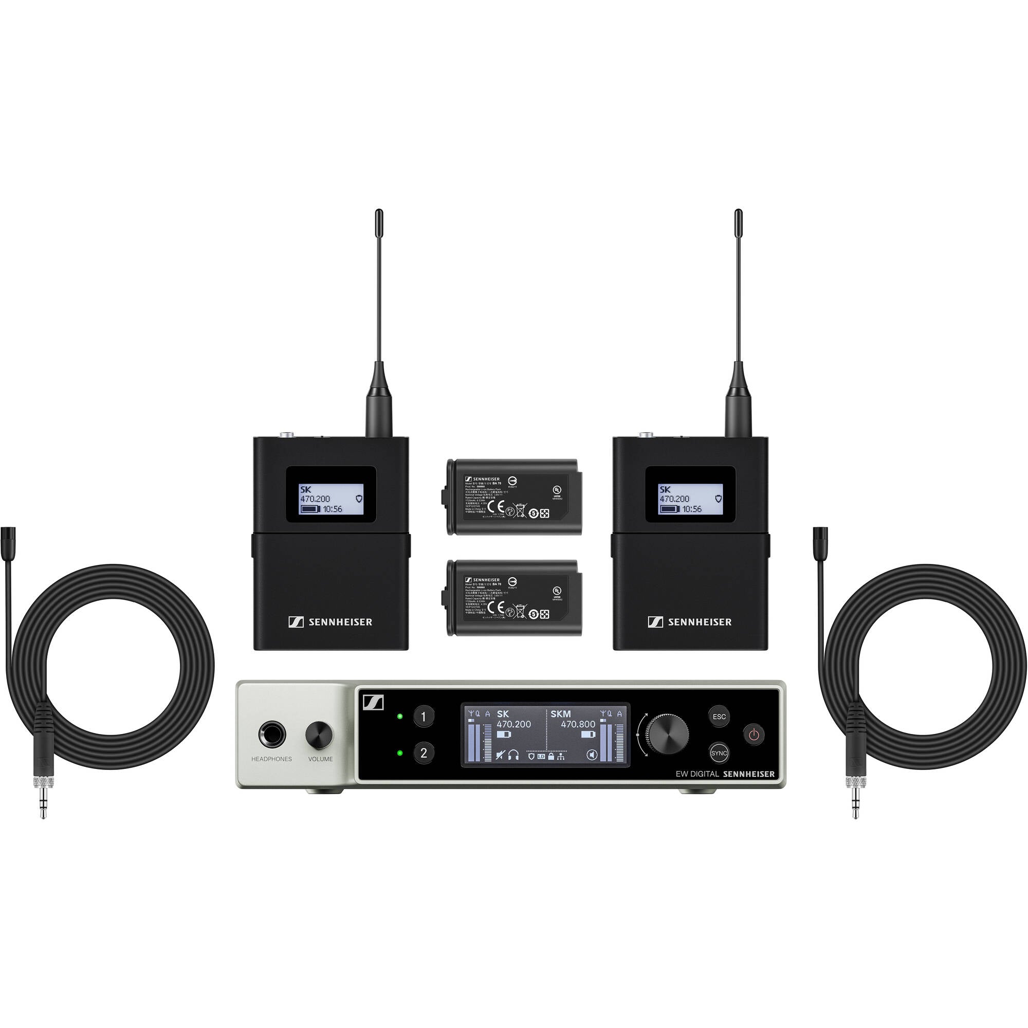Sennheiser EW-DX MKE 2 SET Dual-Channel Wireless Lavalier Mic System (R1-9: 520-607 MHz)