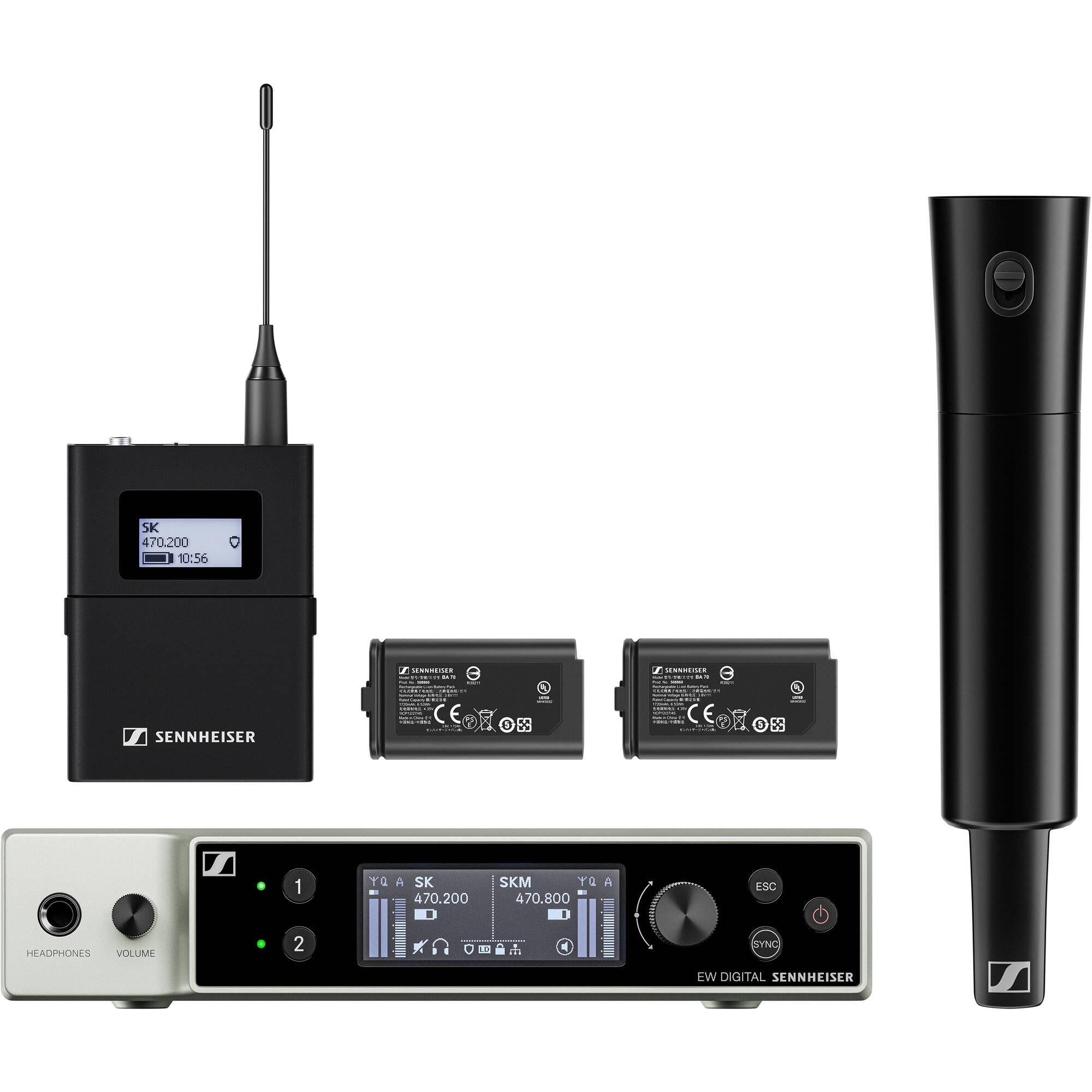 Sennheiser EW-DX SK-SKM-S BASE SET Dual-Channel Wireless Mic System, No Mics (Q1-9: 470-550 MHz)