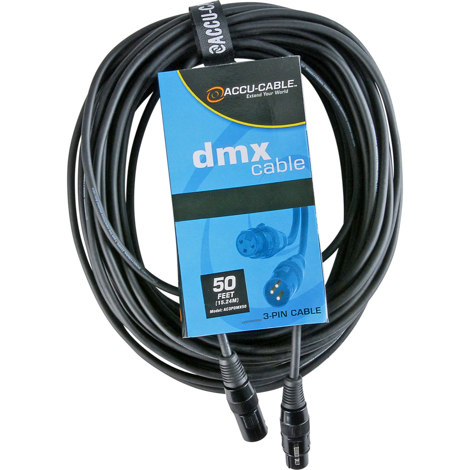 American DJ Accu-Cable AC3PDMX50 3-Pin DMX Cable (50')