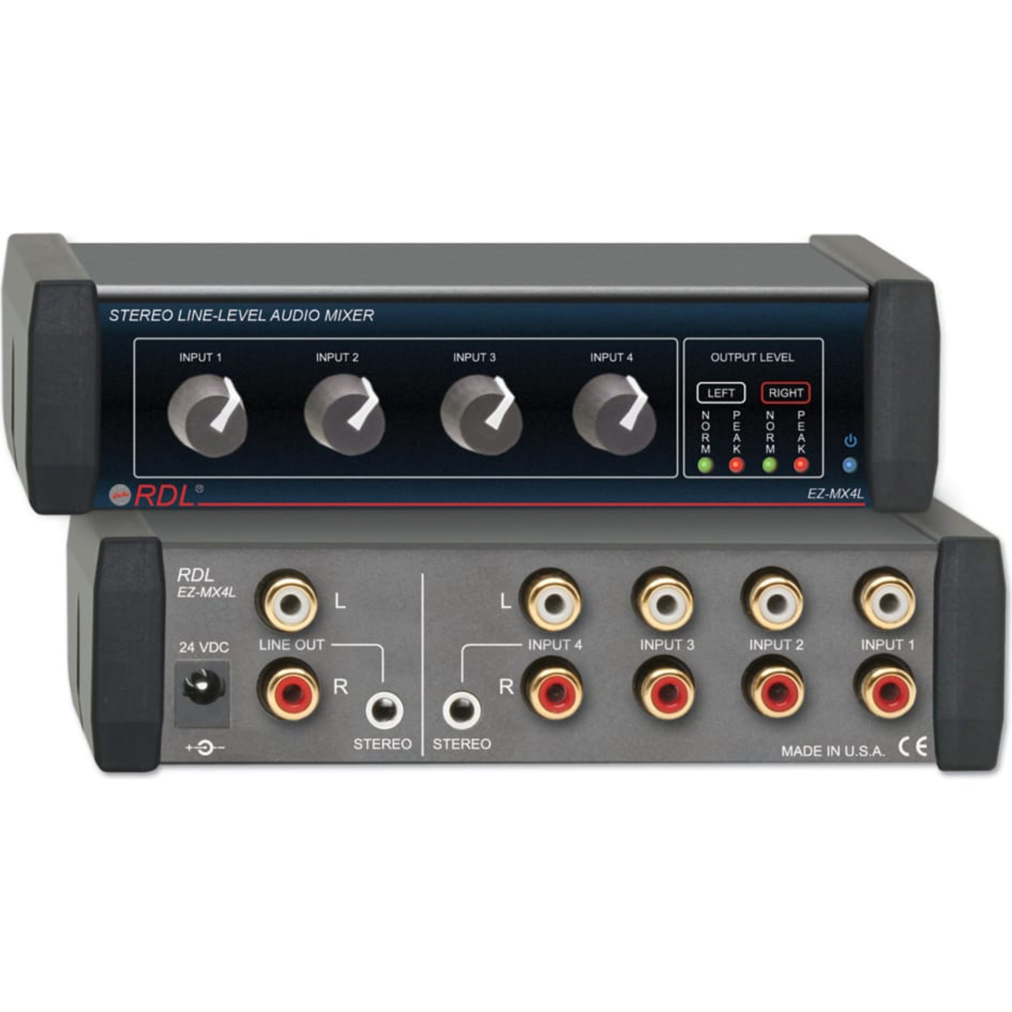 RDL EZ-MX4LX Stereo Line-Level Audio Mixer (Worldwide Power Supply)