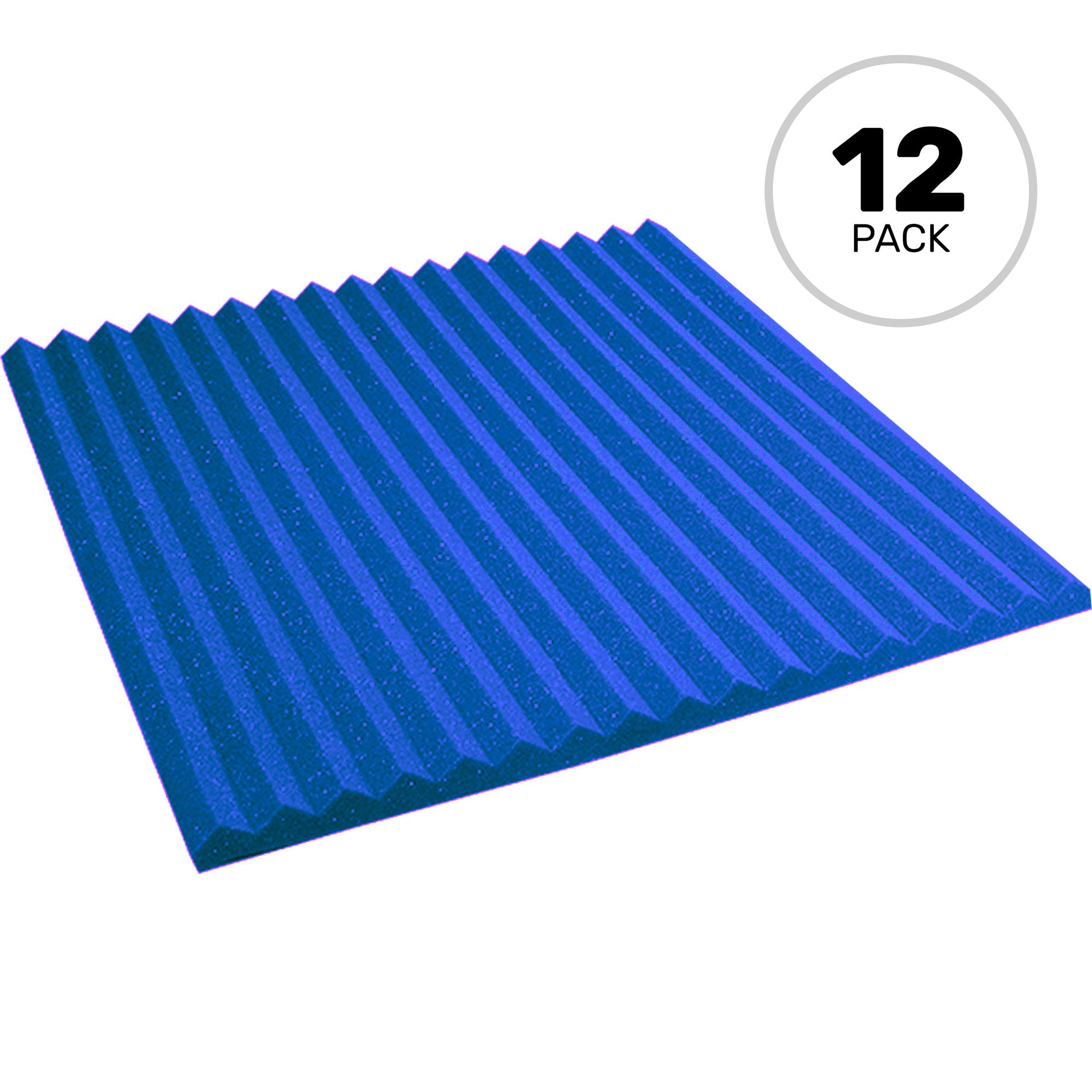 Performance Audio 24" x 24" x 1" Wedge Acoustic Foam Panel (Blue, 12 Pack)