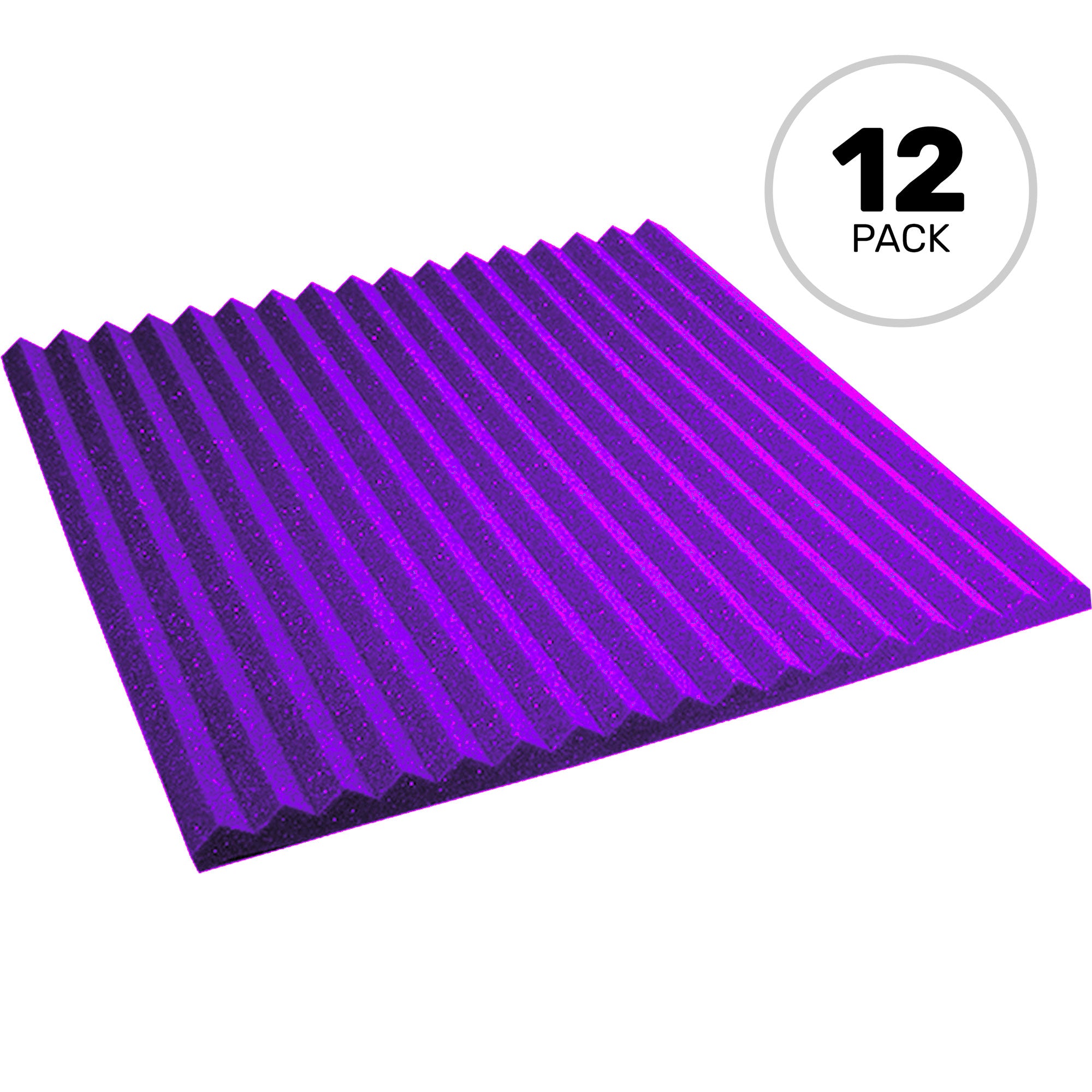 Performance Audio 24" x 24" x 1" Wedge Acoustic Foam Panel (Purple, 12 Pack)