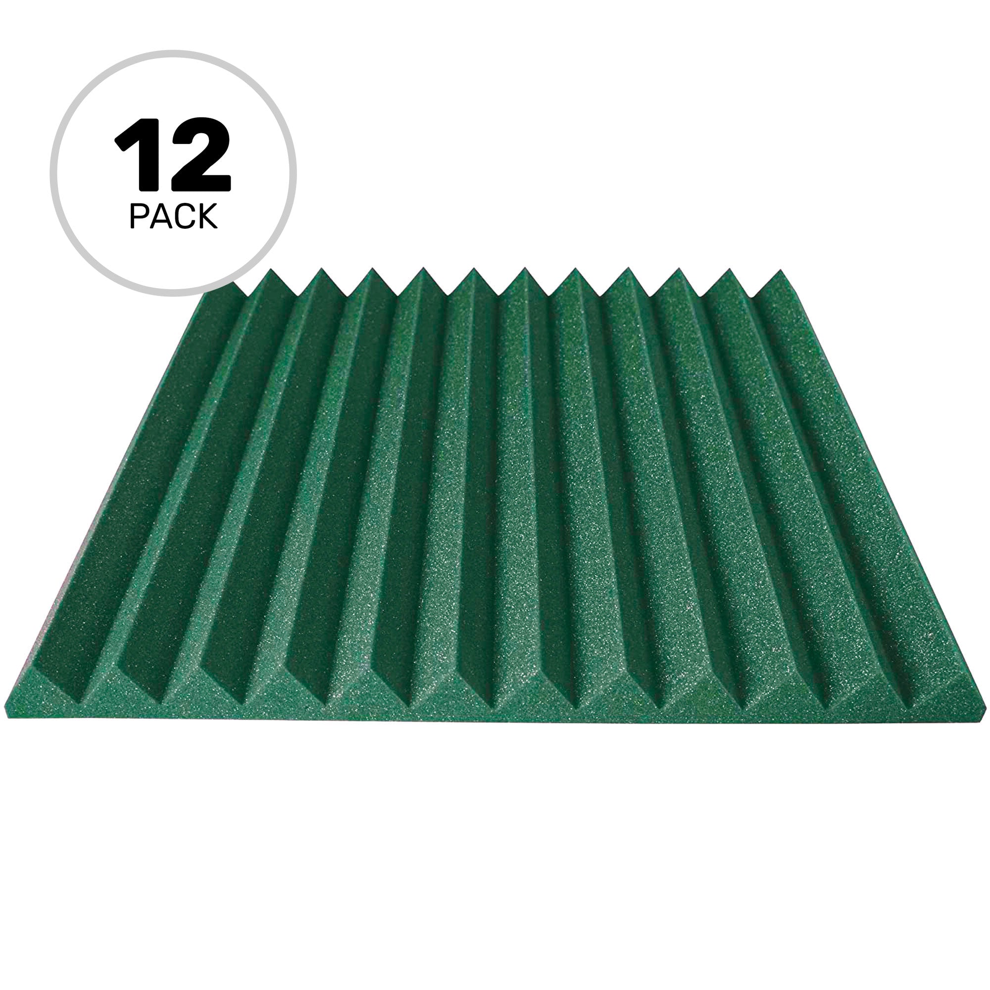 Performance Audio 24" x 24" x 2" Wedge Acoustic Foam Panel (Forest Green, 12 Pack)