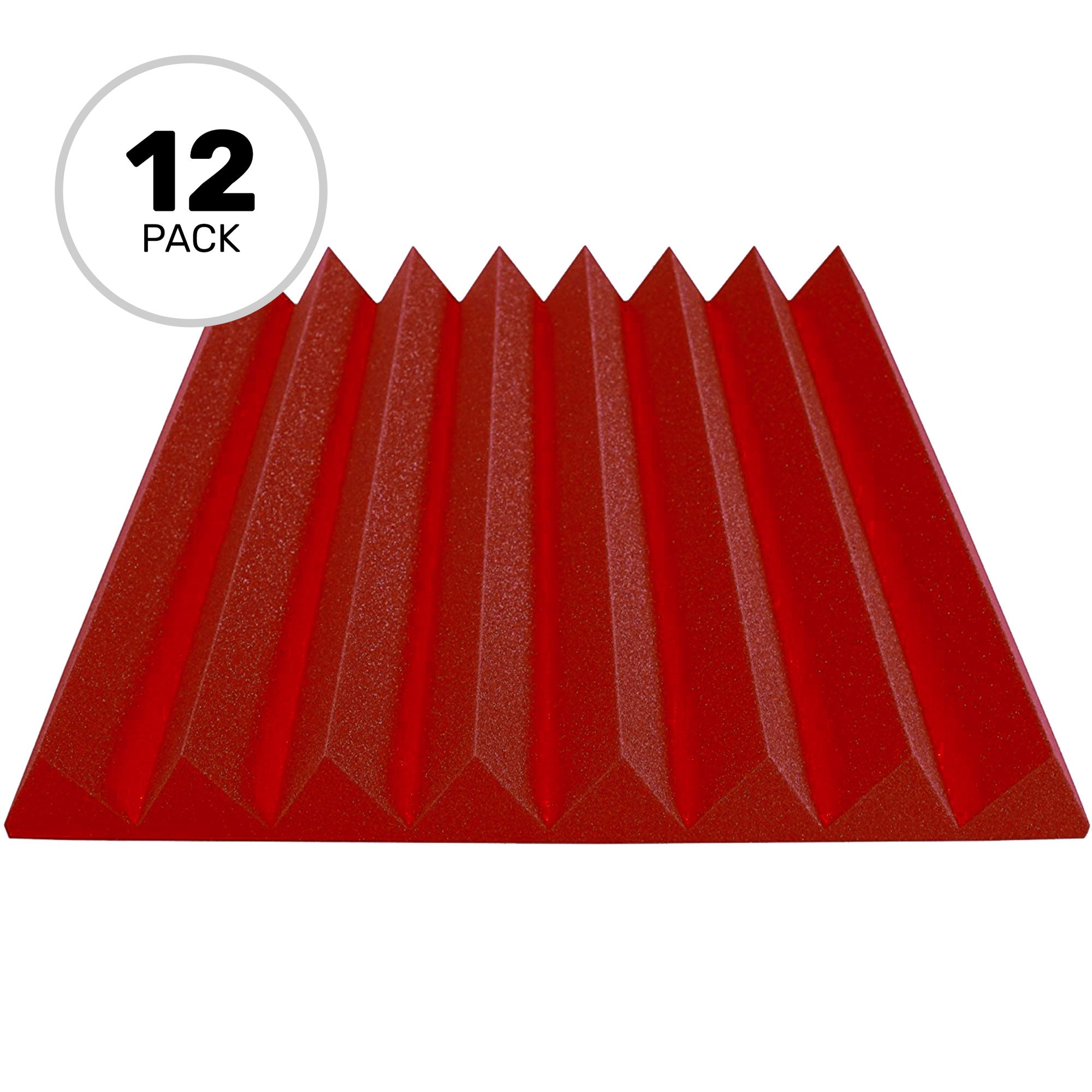 Performance Audio 24" x 24" x 3" Wedge Acoustic Foam Panel (Red, 12 Pack)