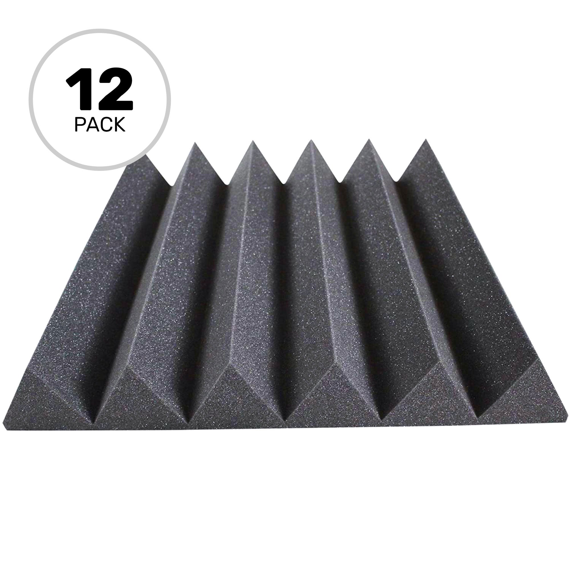 Performance Audio 24" x 24" x 4" Wedge Acoustic Foam Panel (Charcoal, 12 Pack)