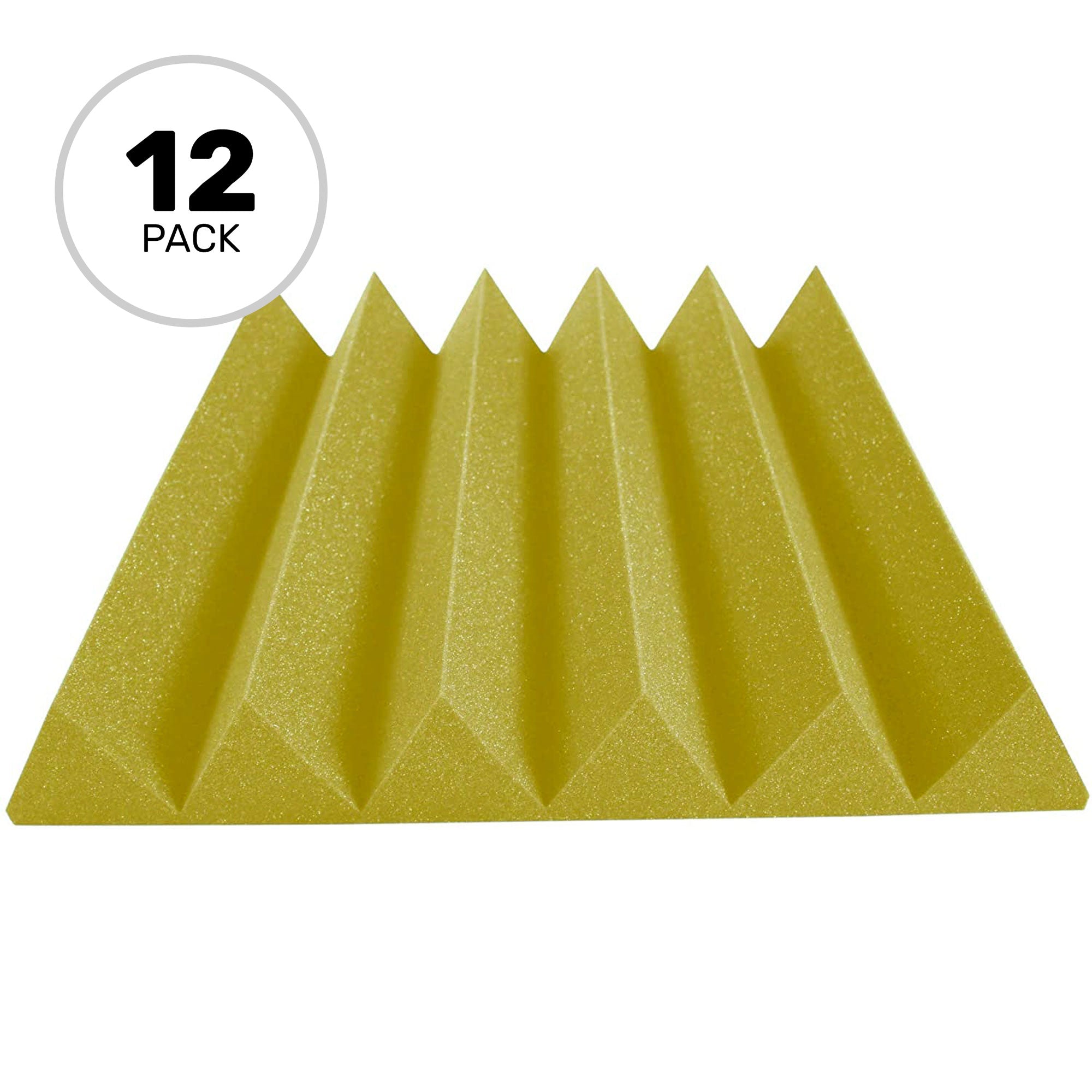Performance Audio 24" x 24" x 4" Wedge Acoustic Foam Panel (Yellow, 12 Pack)