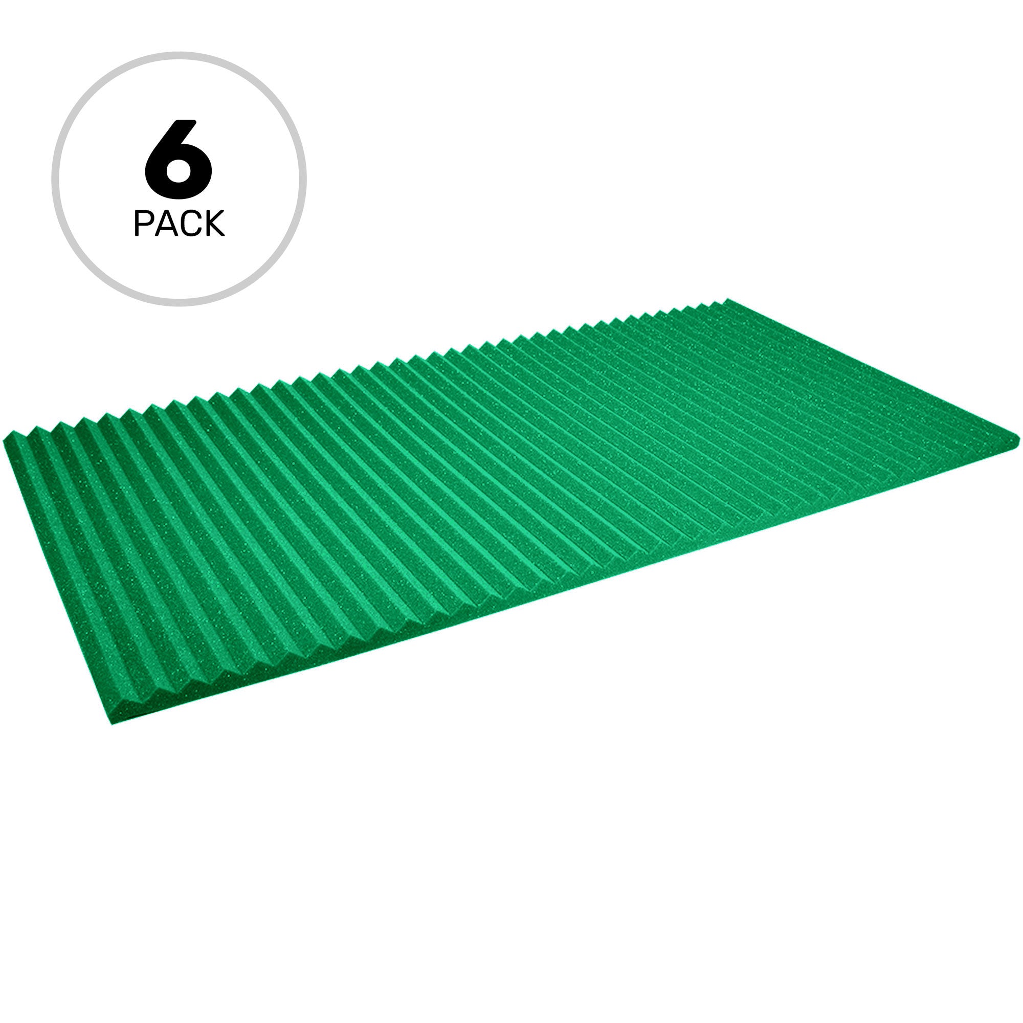 Performance Audio 24" x 48" x 1" Wedge Acoustic Foam Panel (Kelly Green, 6 Pack)