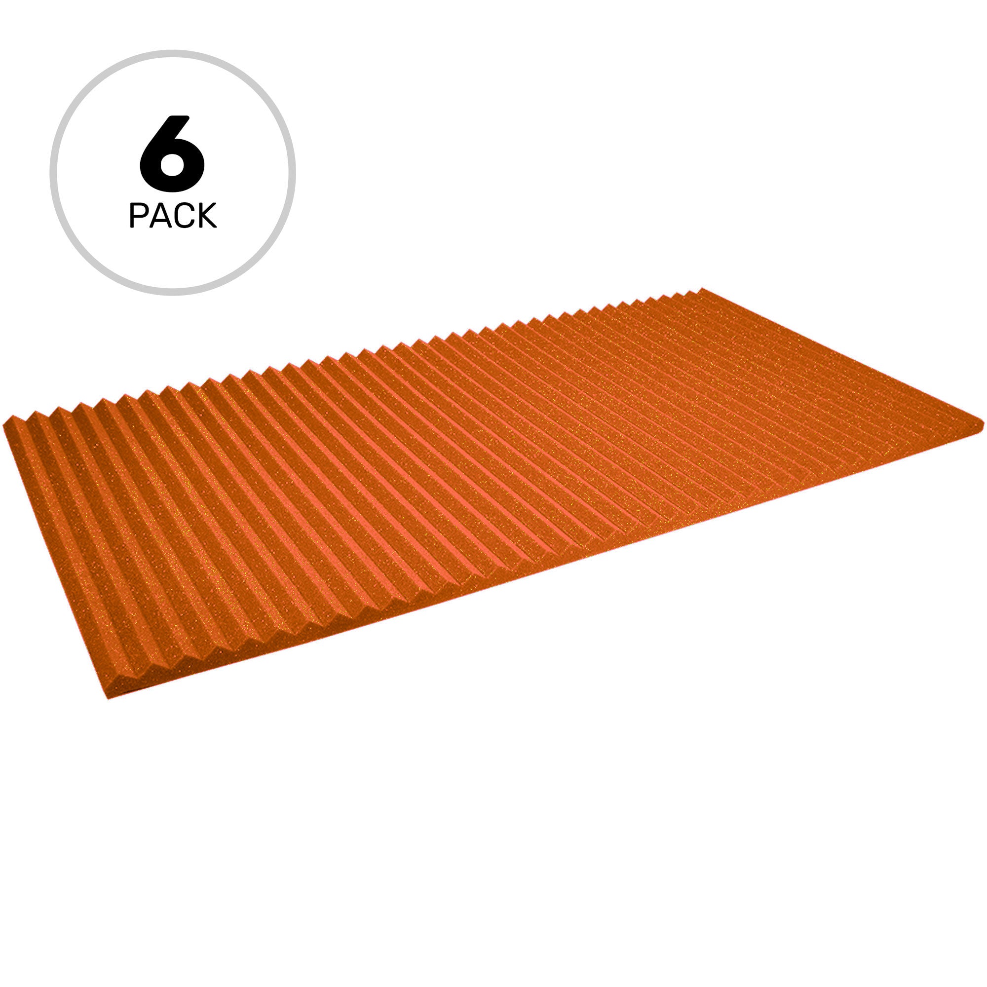 Performance Audio 24" x 48" x 1" Wedge Acoustic Foam Panel (Orange, 6 Pack)