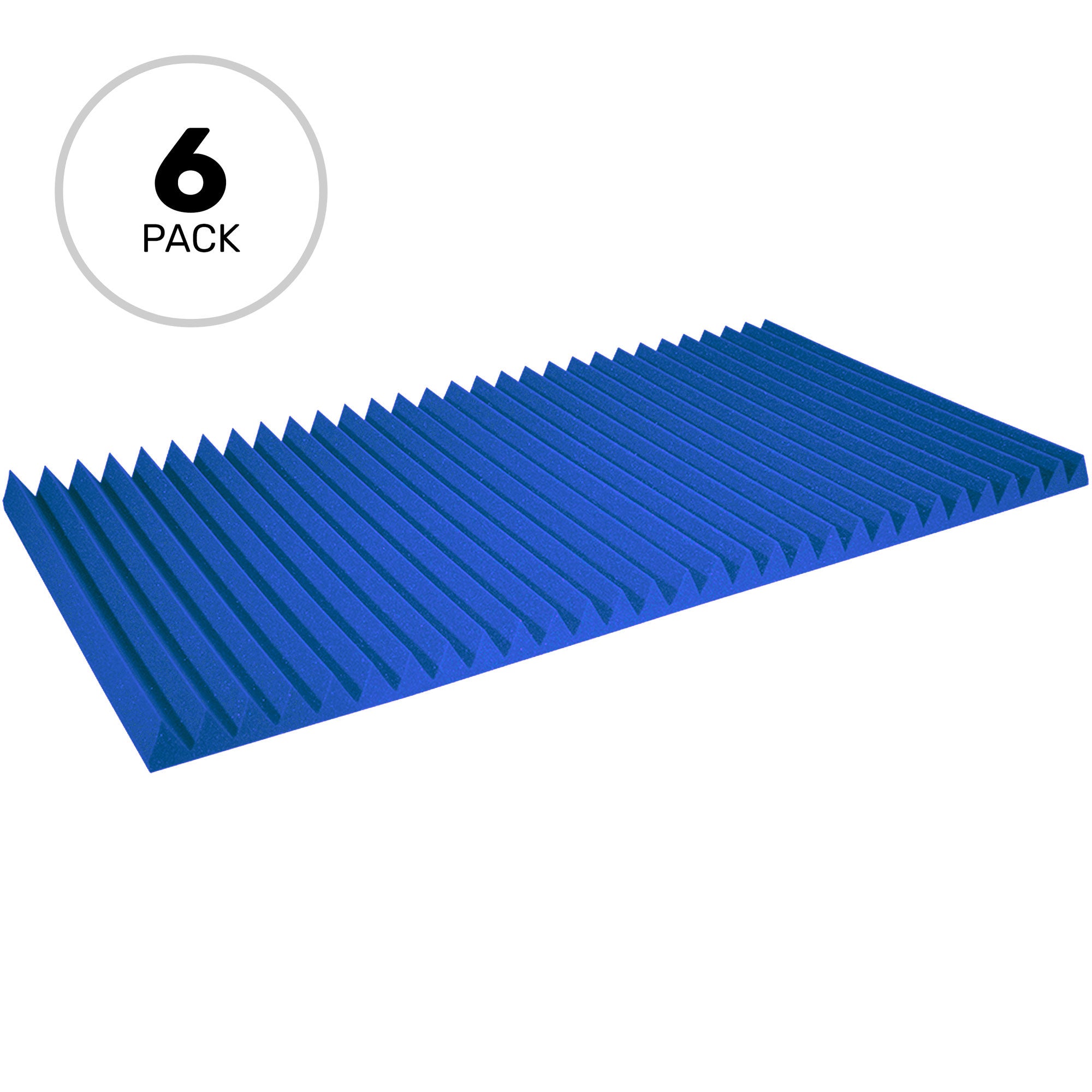 Performance Audio 24" x 48" x 2" Wedge Acoustic Foam Panel (Blue, 6 Pack)