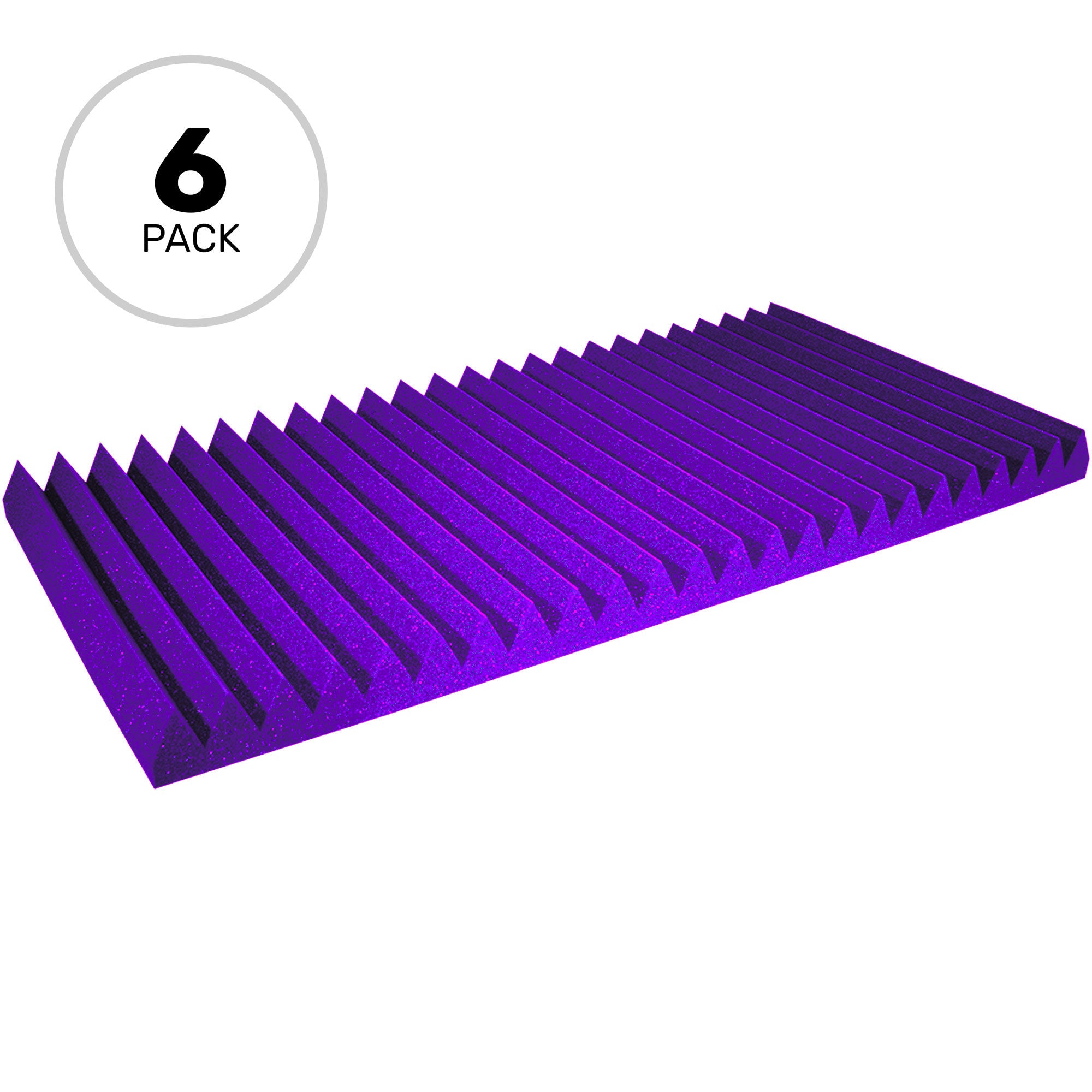 Performance Audio 24" x 48" x 3" Wedge Acoustic Foam Panel (Purple, 6 Pack)