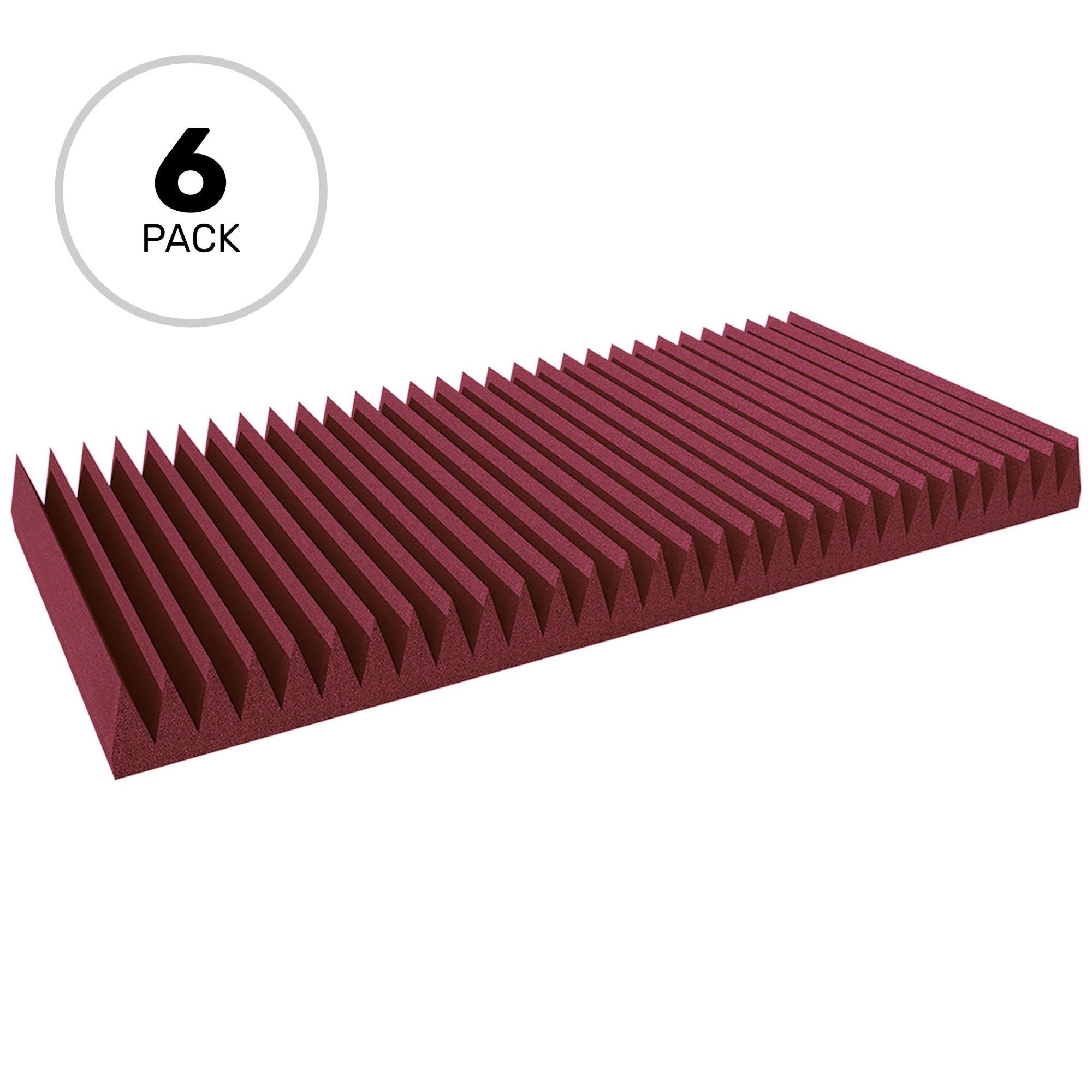 Performance Audio 24" x 48" x 4" Wedge Acoustic Foam Panel (Burgundy, 6 Pack)