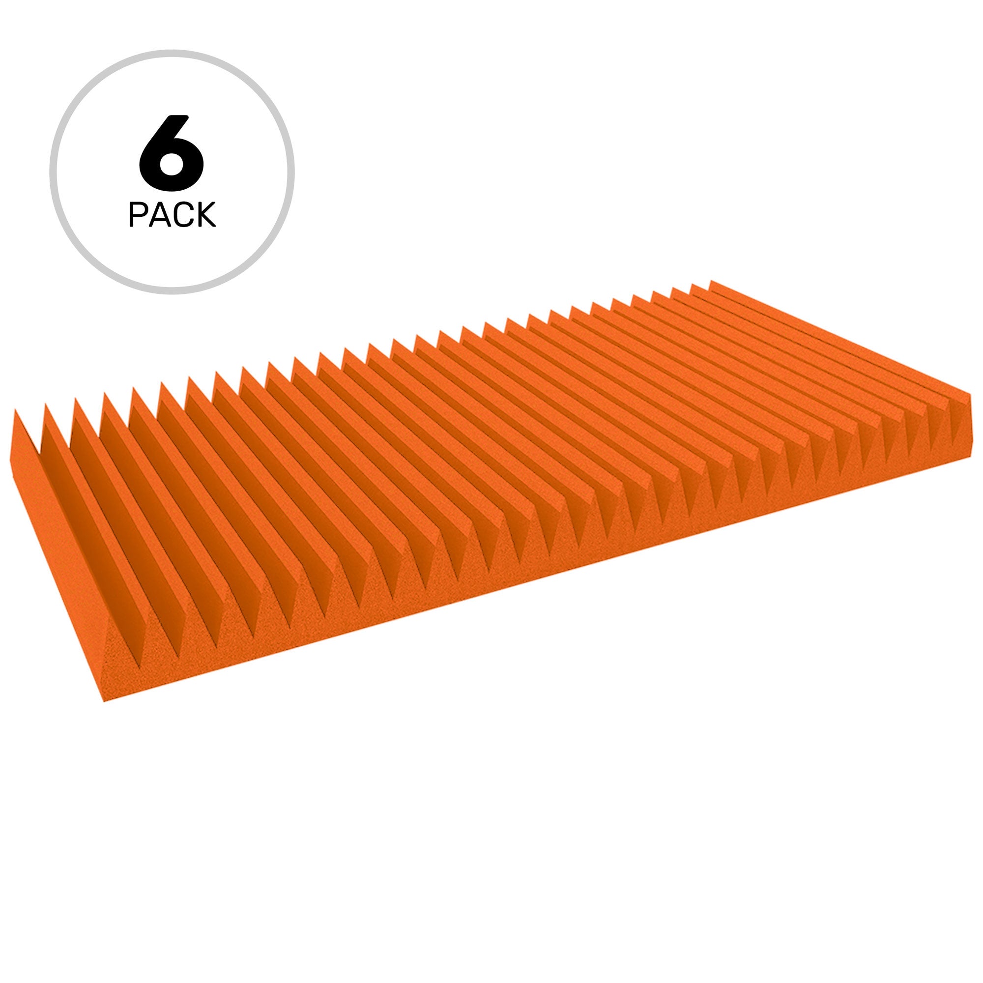 Performance Audio 24" x 48" x 4" Wedge Acoustic Foam Panel (Orange, 6 Pack)