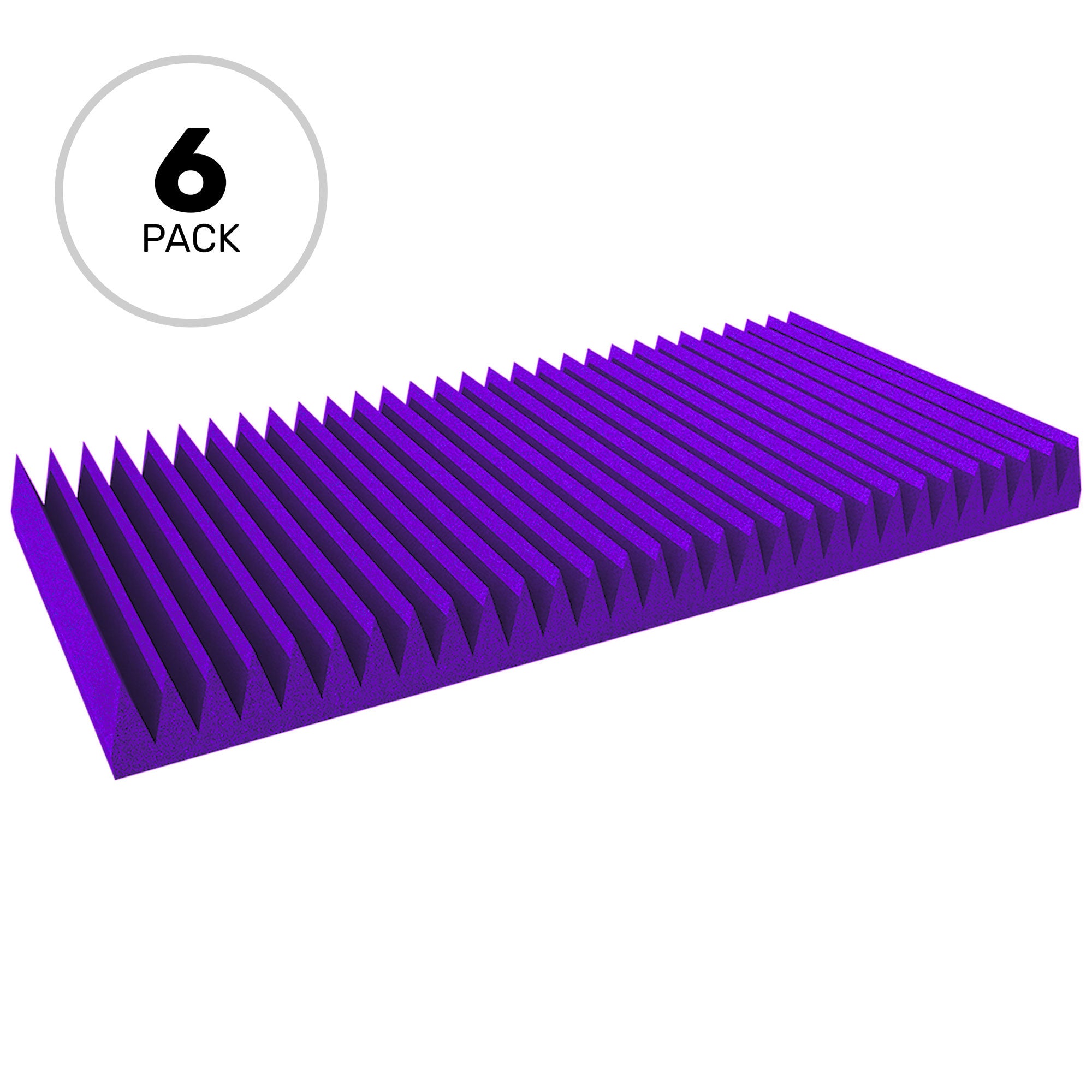 Performance Audio 24" x 48" x 4" Wedge Acoustic Foam Panel (Purple, 6 Pack)