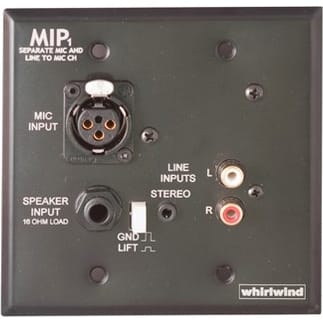 Whirlwind MIP1B 2 Gang Media Input Plate with XLR, 3.5mm TRS, Dual RCA, 1/4" Speaker (Black)