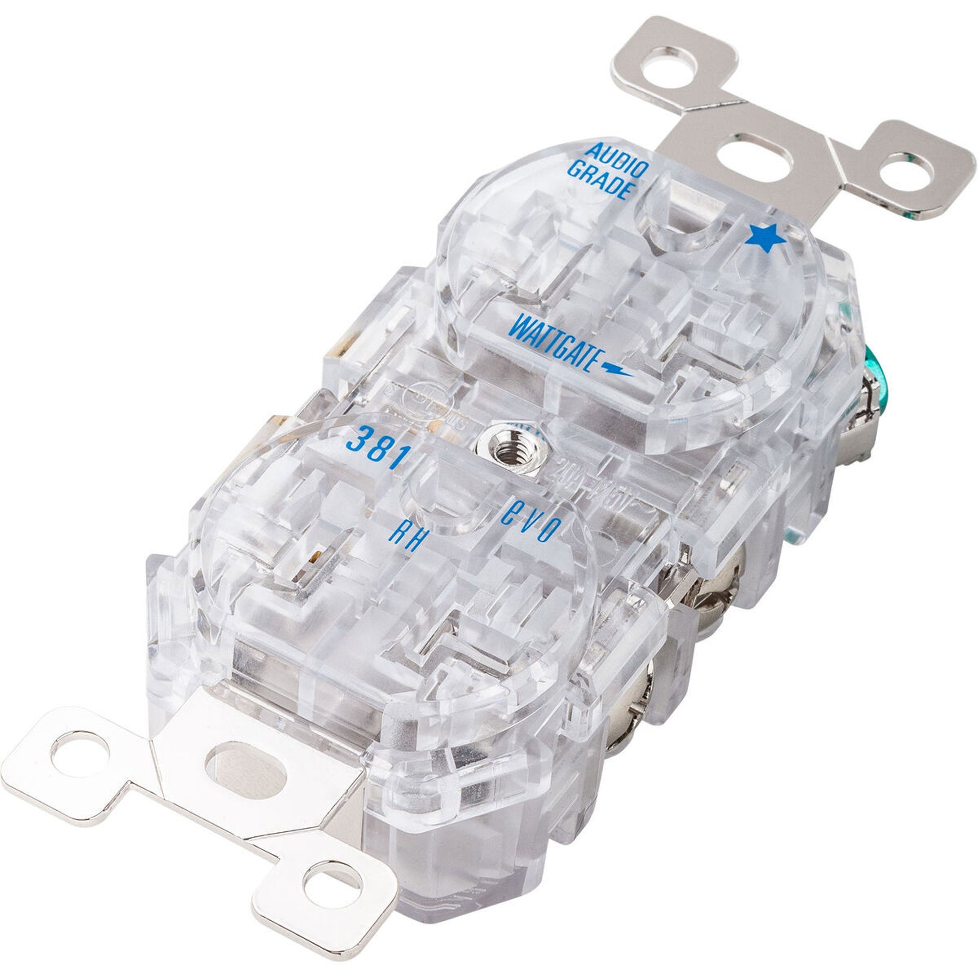 Wattgate 381 RH evo Rhodium Plated Audio Grade AC Power Receptacle Outlet (Clear)