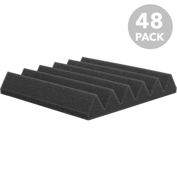 Performance Audio 12" x 12" x 2" Wedge Acoustic Foam Tile (Charcoal, 48 Pack)