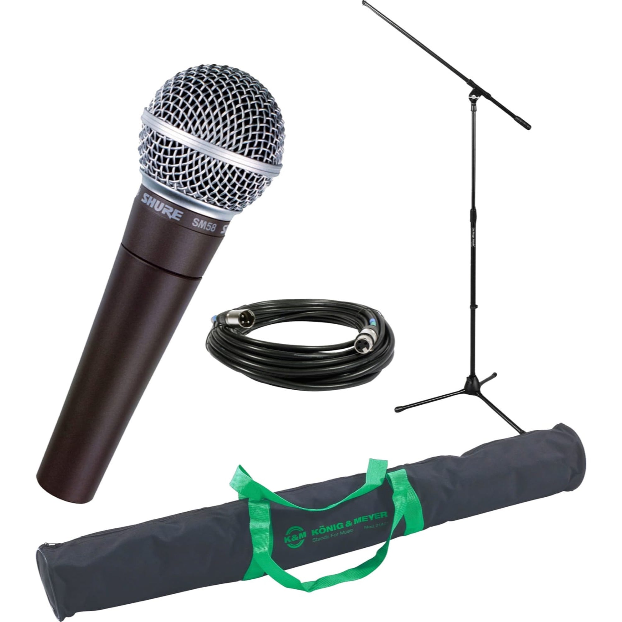 Shure SM58 Vocal Microphone Savings Bundle with Boom Stand, Cable and Case