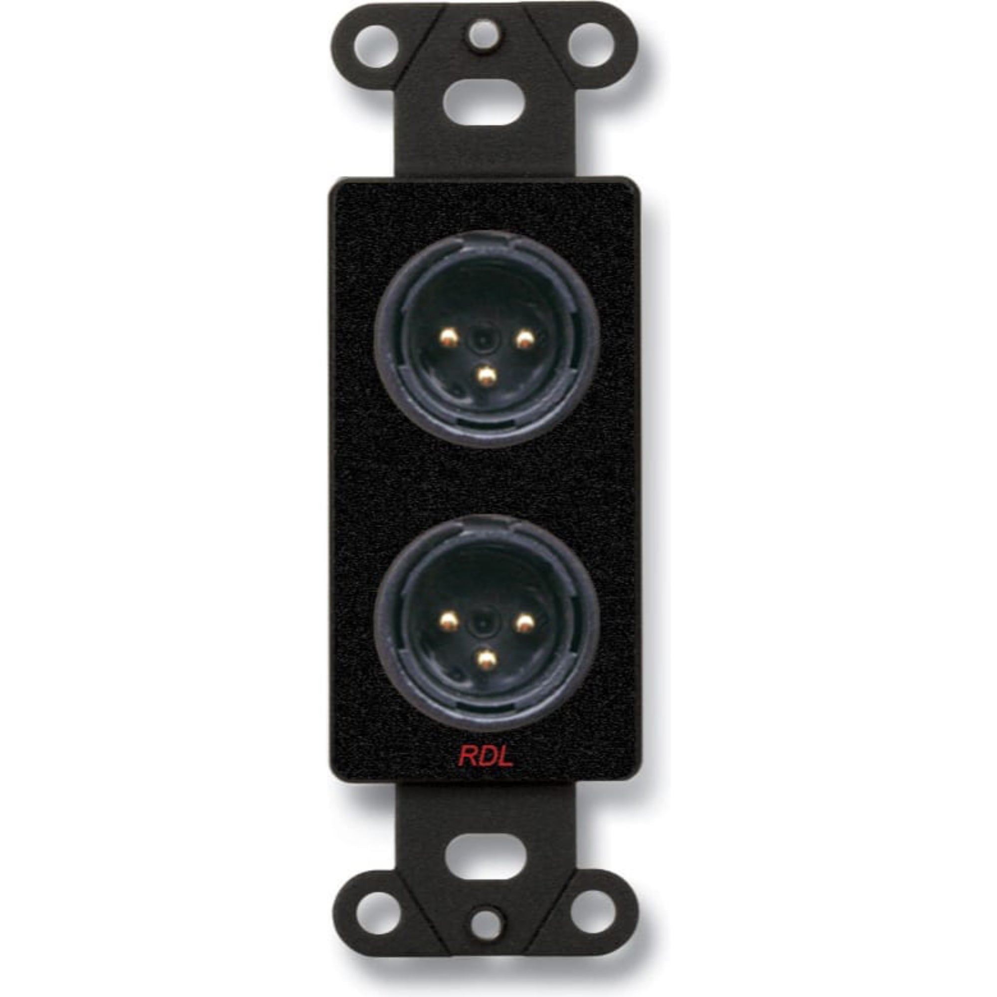 RDL DB-XLR2M Dual XLR 3-Pin Male Jacks on Decora Plate (Black)