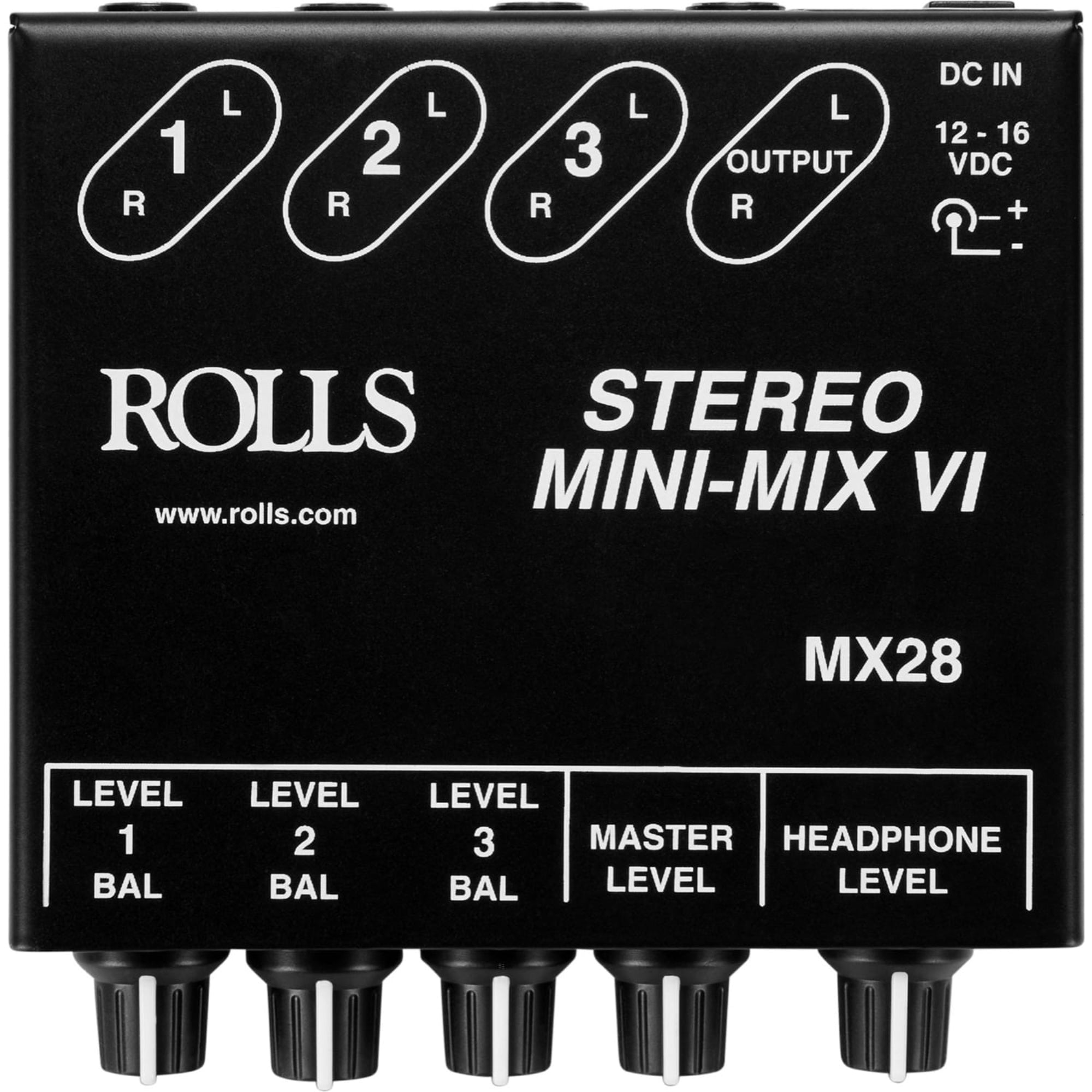 Rolls MX28 Stereo Mini-Mix VI 3-Channel Stereo Mixer