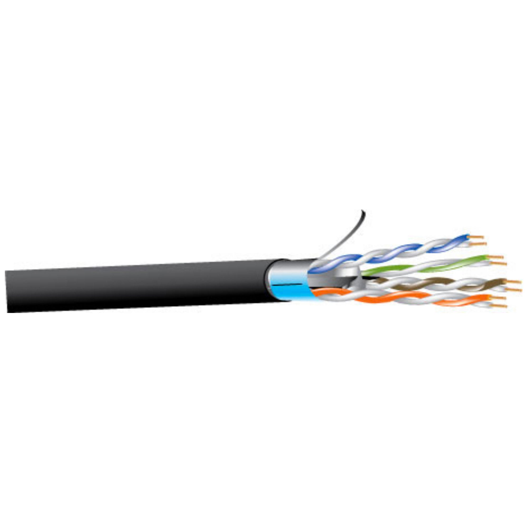 West Penn 4236F Shielded Category 6+ CMR 10/100/1000 BaseT Ethernet Cable (Black, By the Foot)