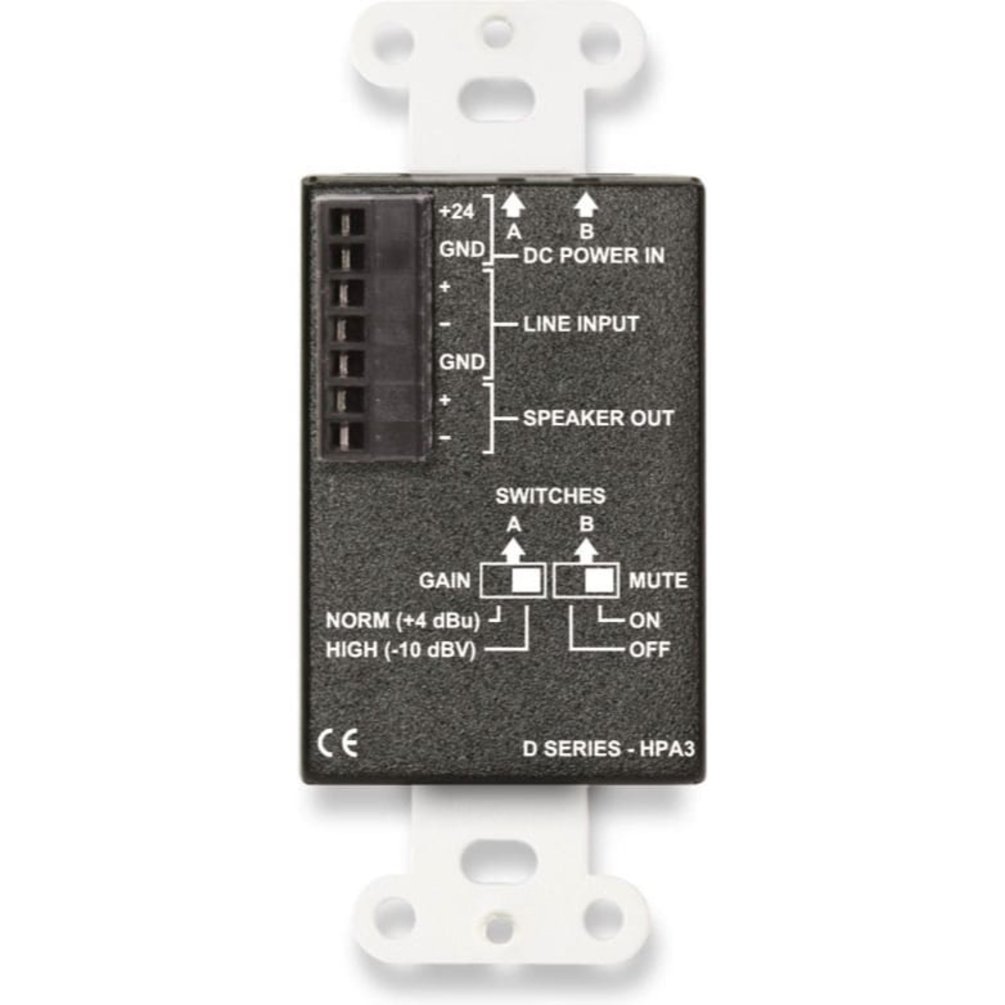 RDL D-HPA3 3.5 Watt Audio Power & Headphone Amp on Decora Plate (White)