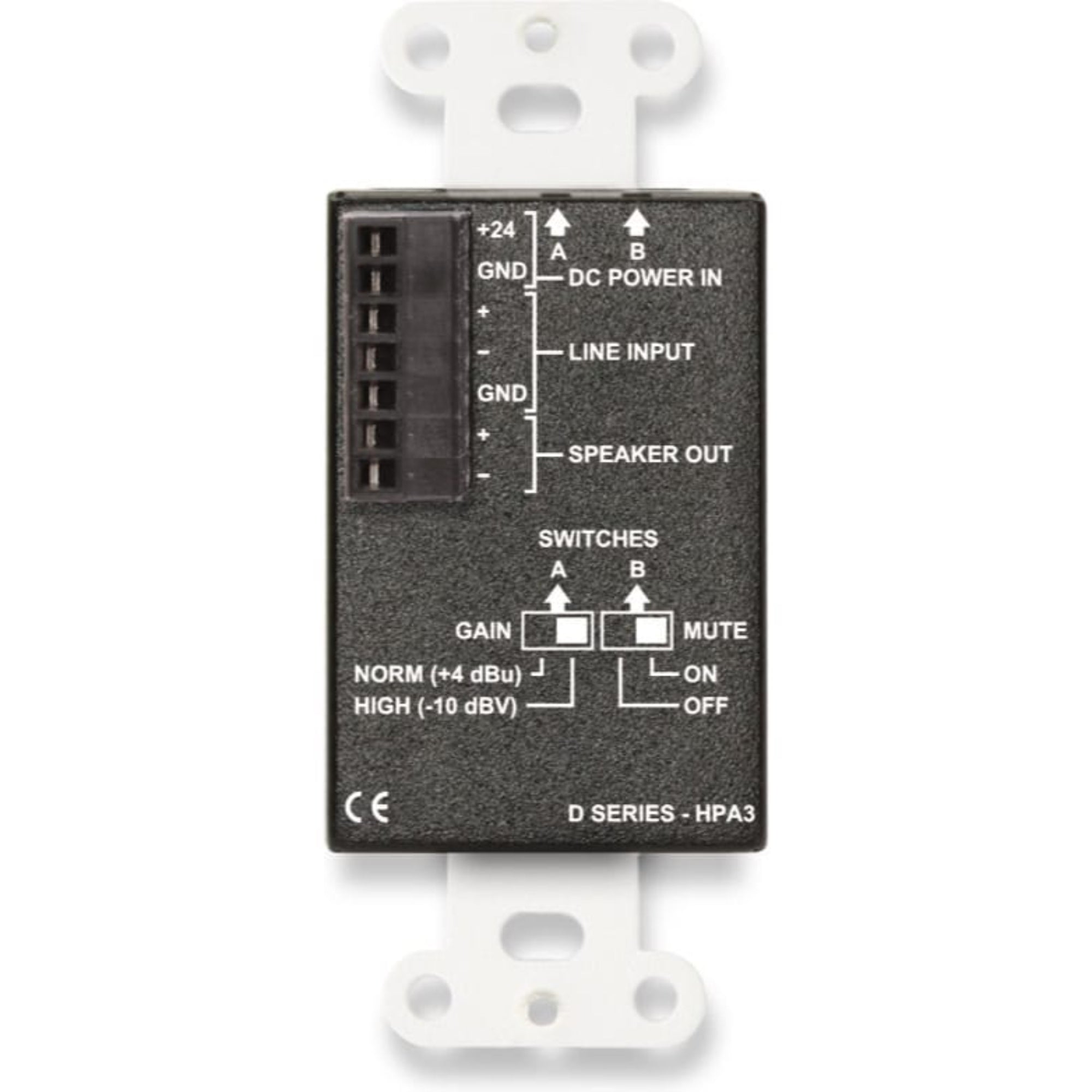 RDL DB-HPA3 3.5 Watt Audio Power & Headphone Amp on Decora Plate (Black)