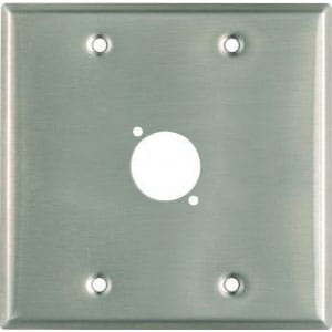 Whirlwind WP2/1NDH 2-Gang Wall Plate Punched for 1 Neutrik XLR Terminal (Stainless Steel)