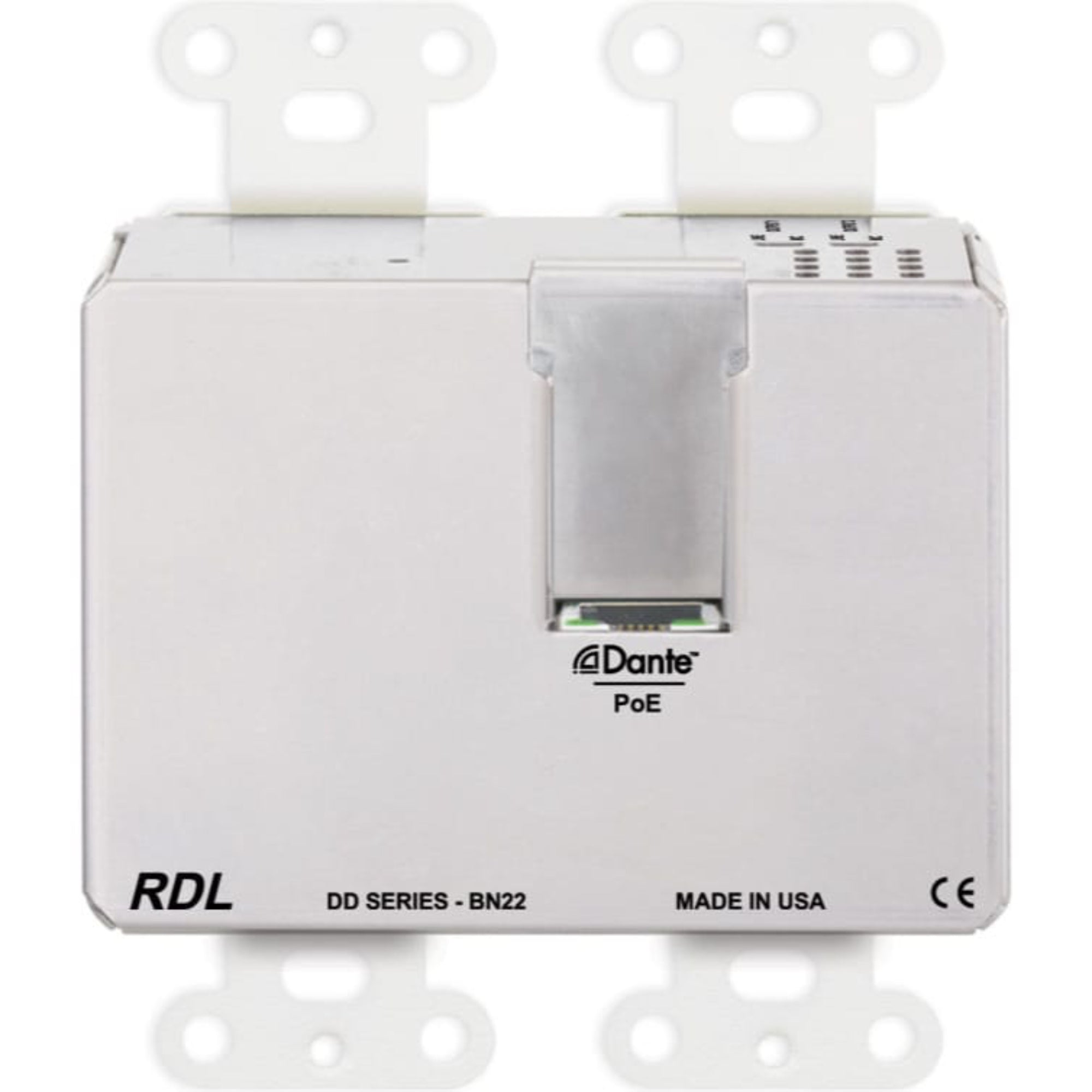RDL DD-BN22 Bi-Directional Mic/Line Dante Interface 2x2 on Decora Plate (White)