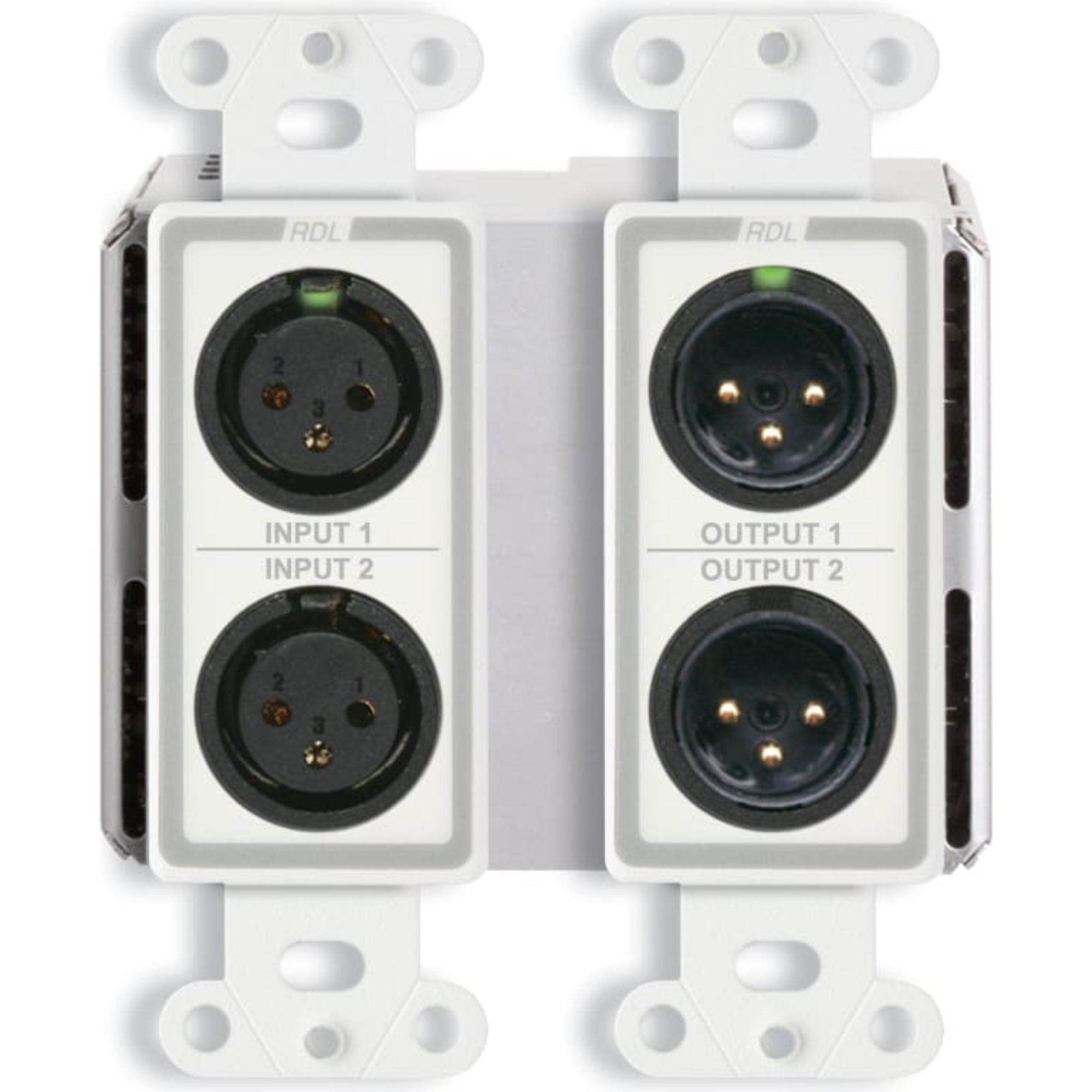 RDL DD-BN22 Bi-Directional Mic/Line Dante Interface 2x2 on Decora Plate (White)
