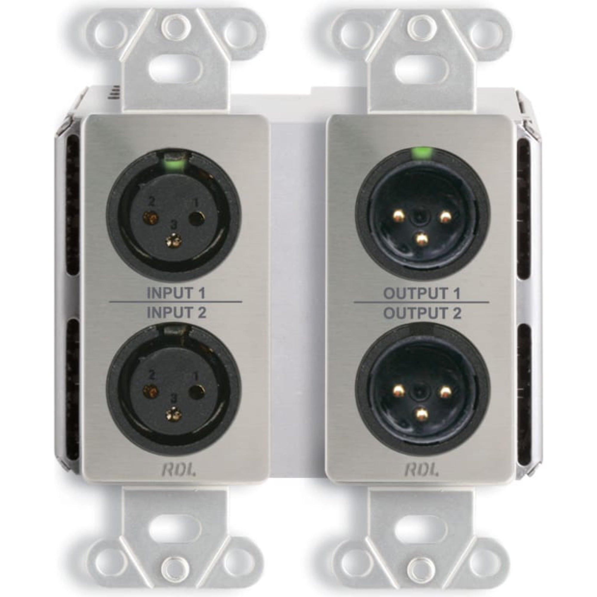 RDL DDS-BN22 Bi-Directional Mic/Line Dante Interface 2x2 on Decora Plate (Stainless Steel)