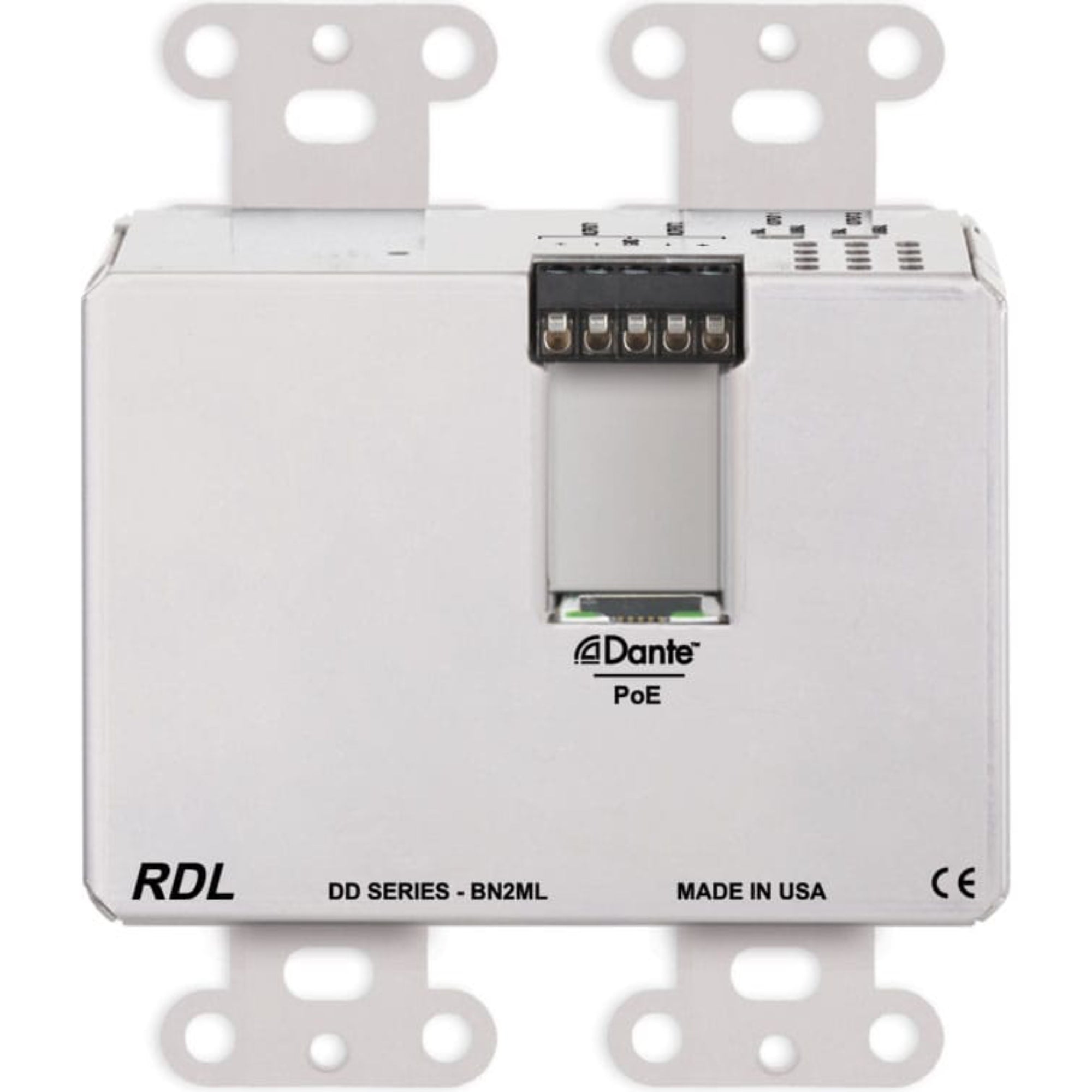 RDL DDS-BN2ML Bi-Directional Mic/Line Dante Interface 2x2 on Decora Plate (Stainless Steel)