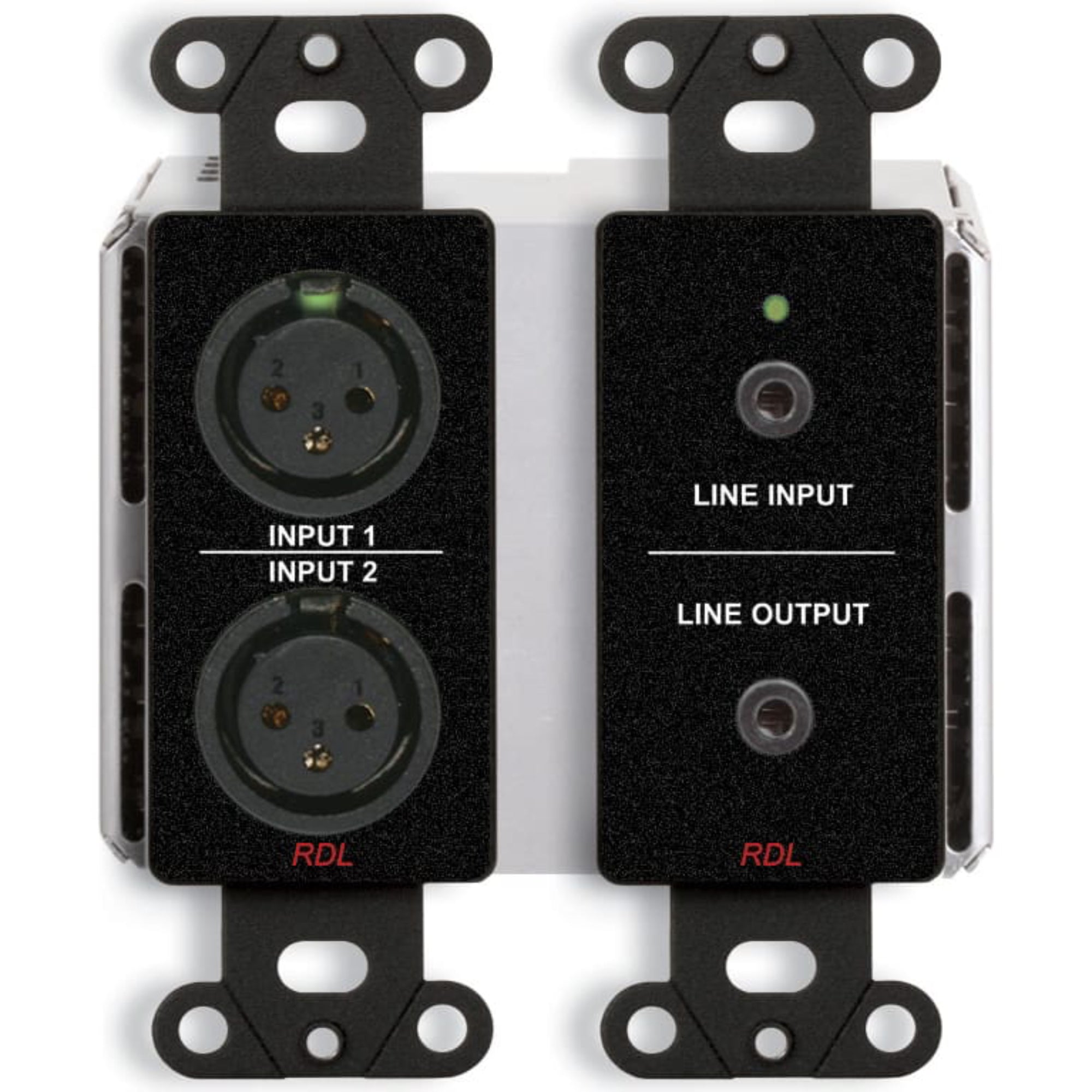 RDL DDB-BN31 Bi-Directional Mic/Line Dante Interface 4x4 on Decora Plate (Black)